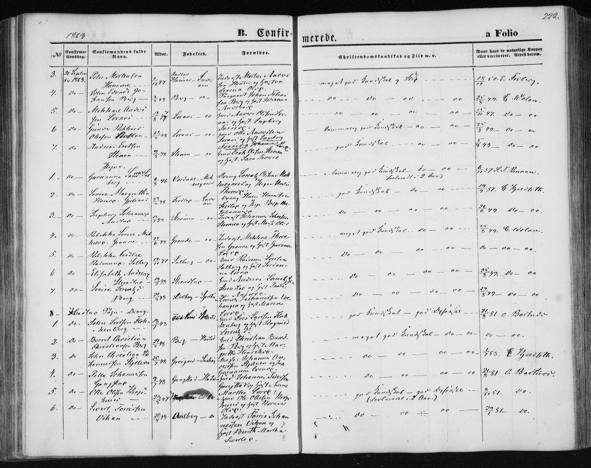 Ministerialprotokoller, klokkerbøker og fødselsregistre - Nord-Trøndelag, AV/SAT-A-1458/730/L0283: Parish register (official) no. 730A08, 1855-1865, p. 222