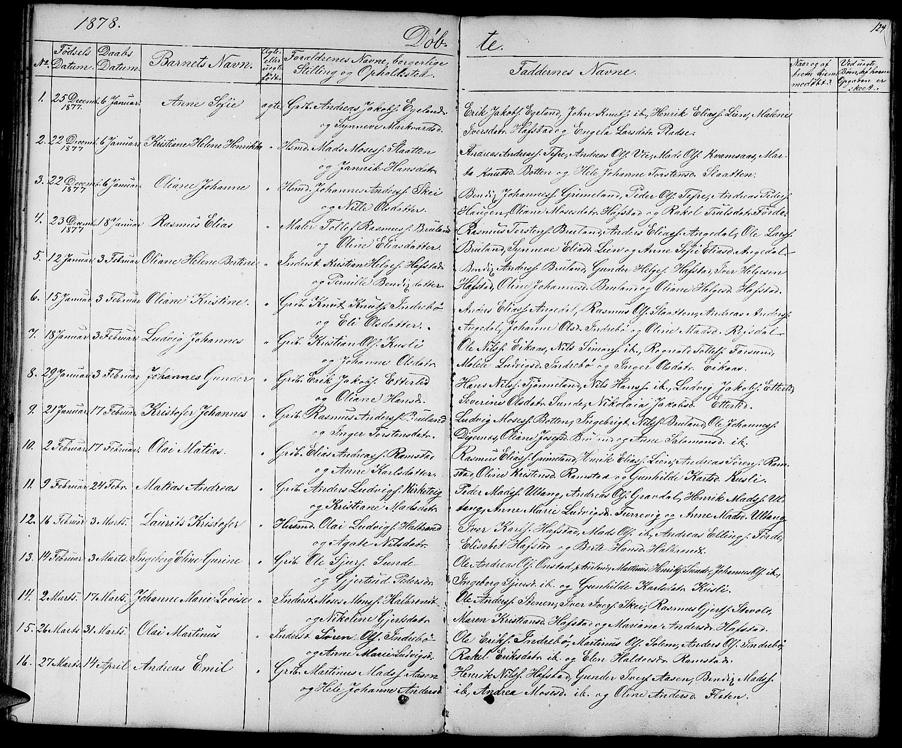 Førde sokneprestembete, SAB/A-79901/H/Hab/Haba/L0001: Parish register (copy) no. A 1, 1853-1880, p. 124