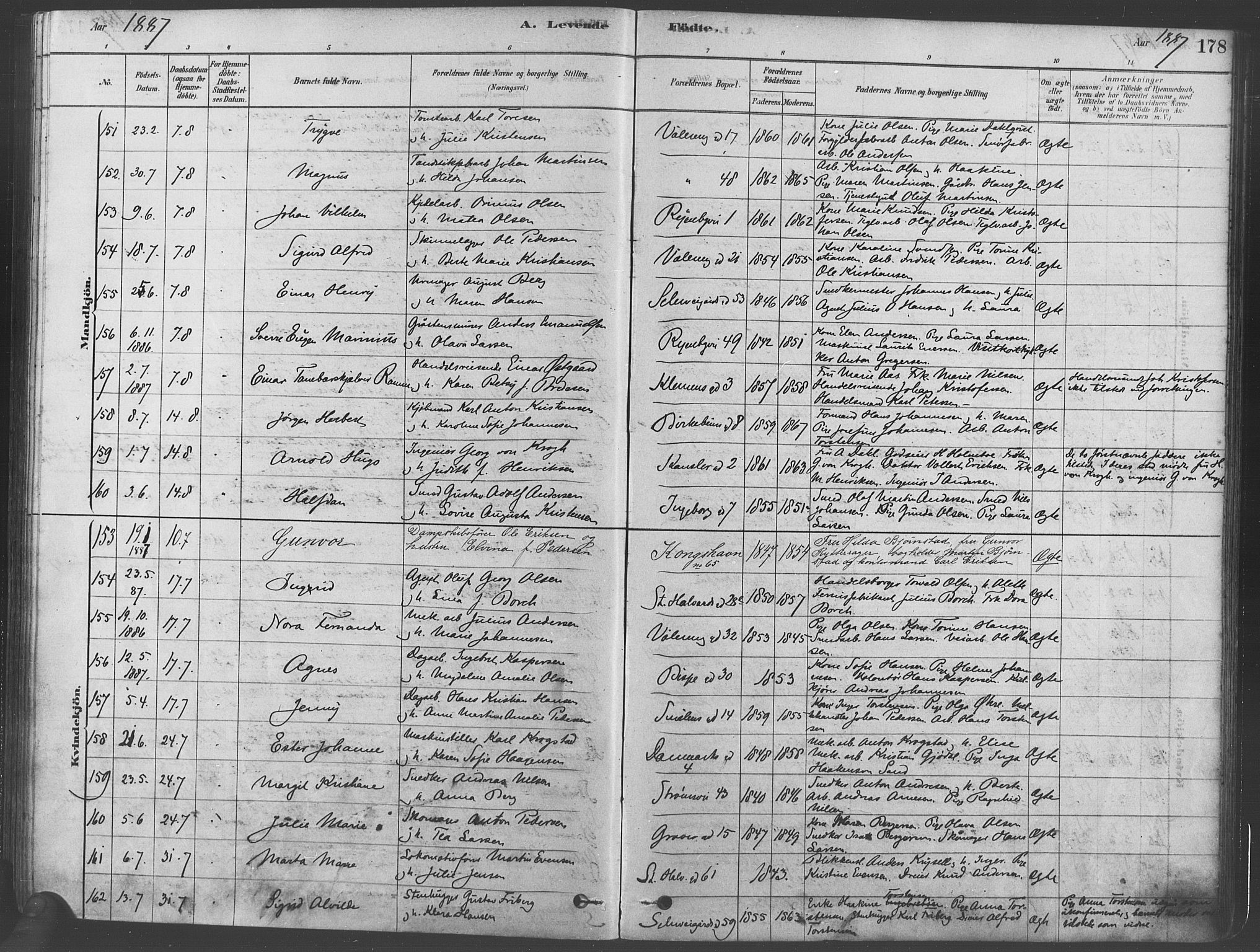 Gamlebyen prestekontor Kirkebøker, SAO/A-10884/F/Fa/L0005: Parish register (official) no. 5, 1878-1889, p. 178