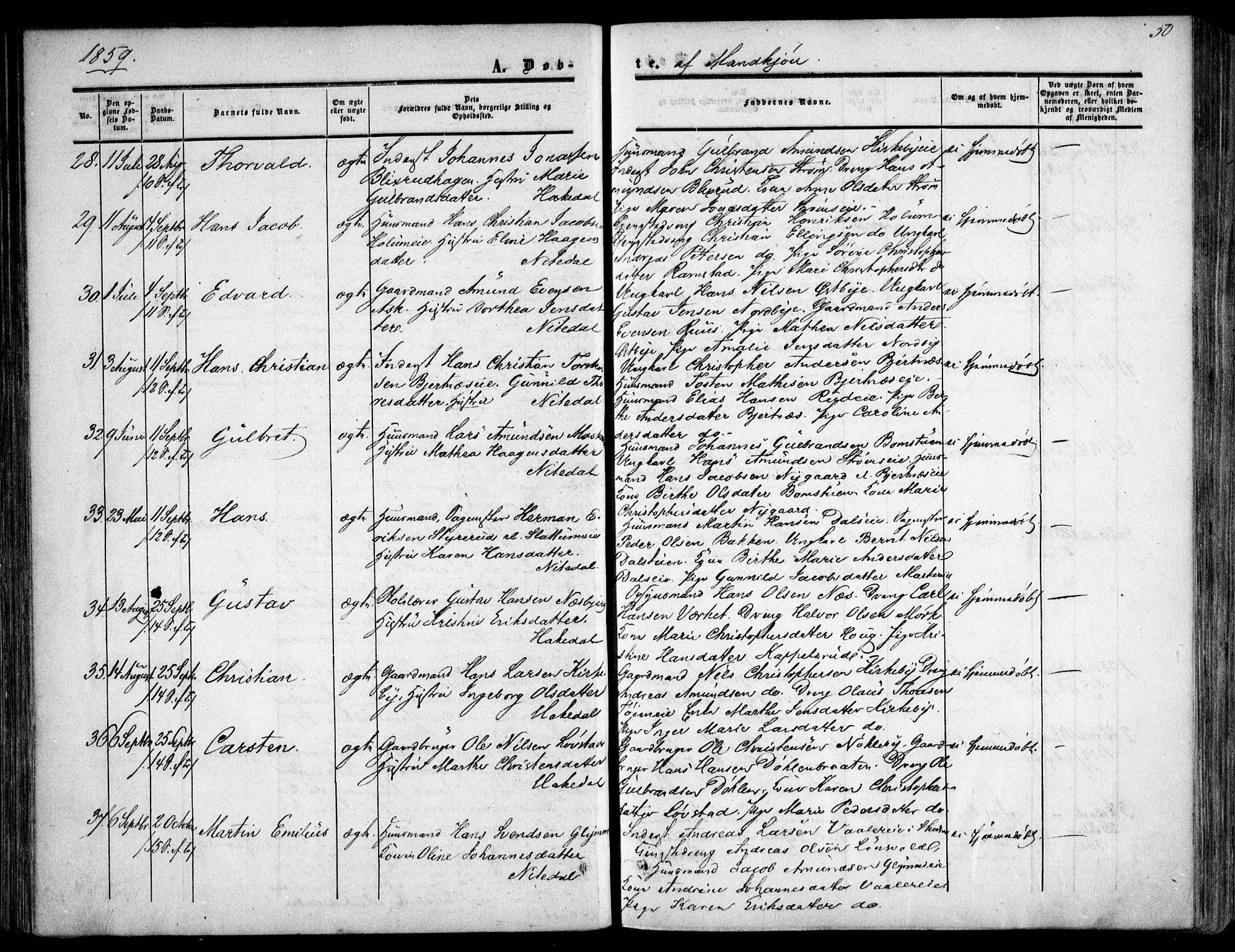Nittedal prestekontor Kirkebøker, SAO/A-10365a/F/Fa/L0005: Parish register (official) no. I 5, 1850-1862, p. 50