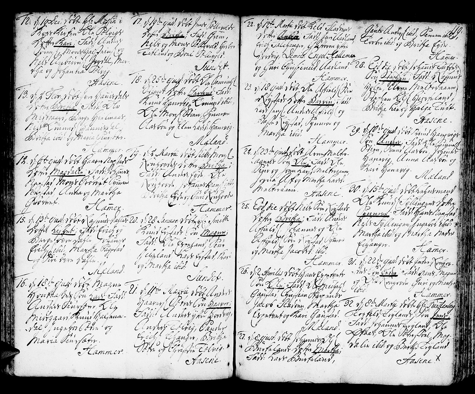 Hamre sokneprestembete, AV/SAB-A-75501/H/Ha/Haa/Haaa/L0007: Parish register (official) no. A 7, 1762-1777, p. 119