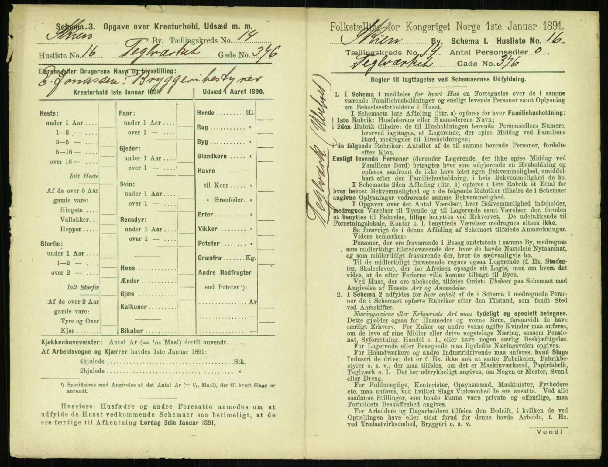 RA, 1891 census for 0806 Skien, 1891, p. 576