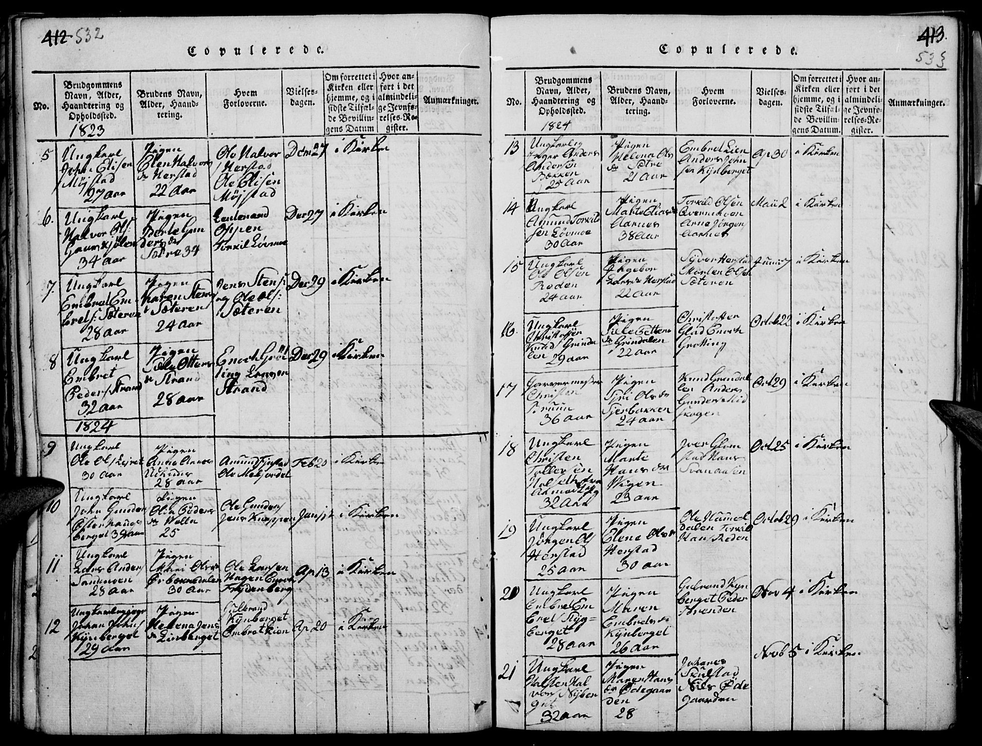 Elverum prestekontor, AV/SAH-PREST-044/H/Ha/Haa/L0007: Parish register (official) no. 7, 1815-1830, p. 532-533