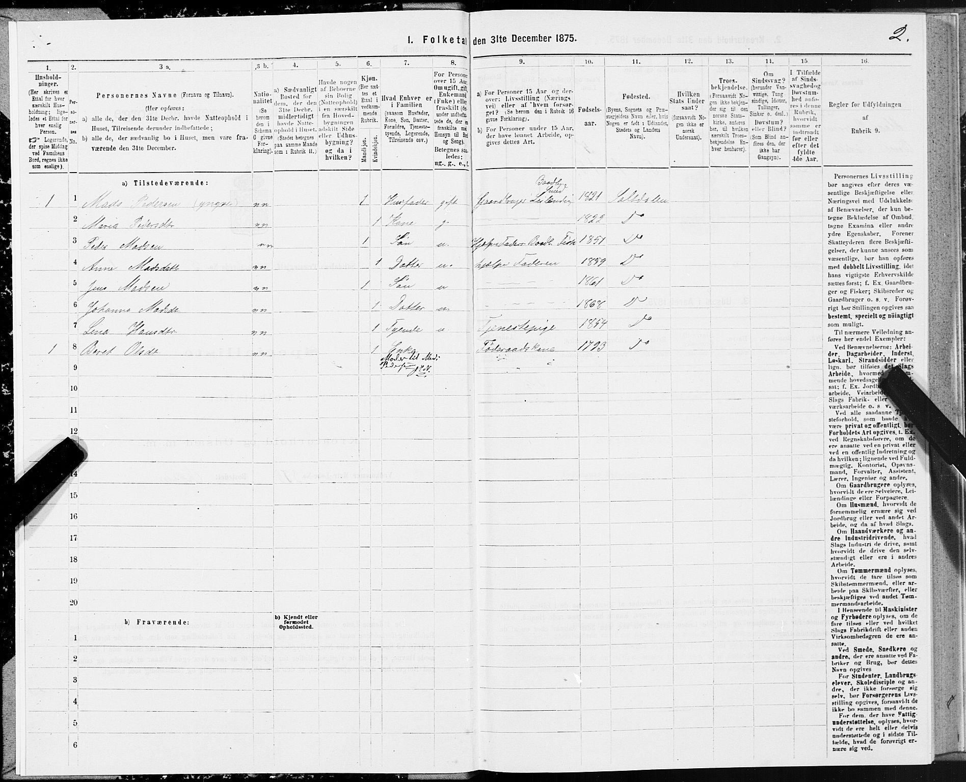 SAT, 1875 census for 1840P Saltdal, 1875, p. 2002