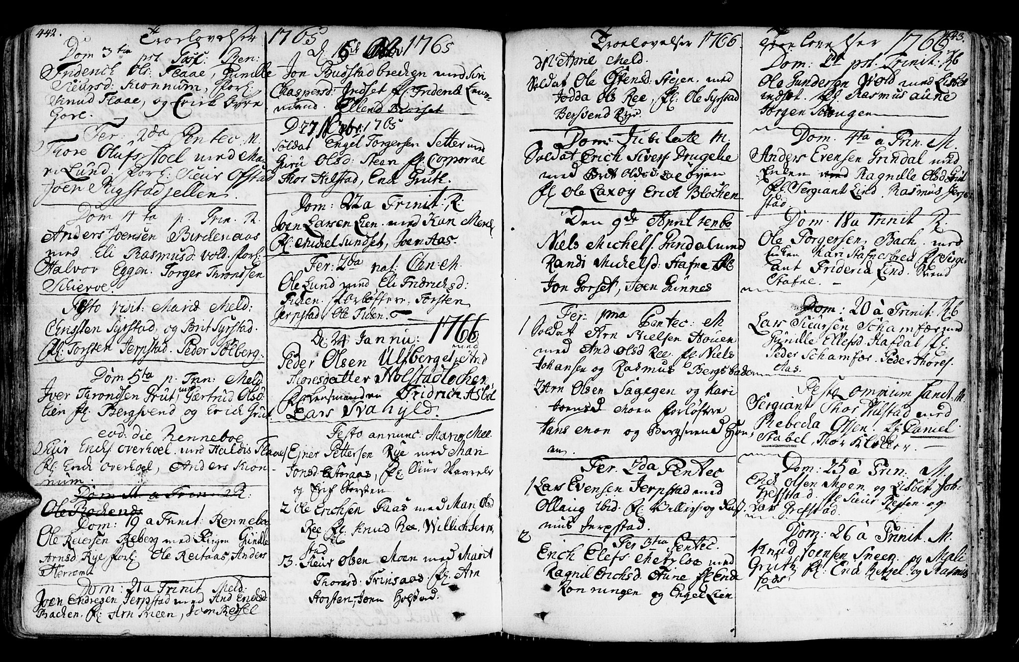 Ministerialprotokoller, klokkerbøker og fødselsregistre - Sør-Trøndelag, SAT/A-1456/672/L0851: Parish register (official) no. 672A04, 1751-1775, p. 442-443