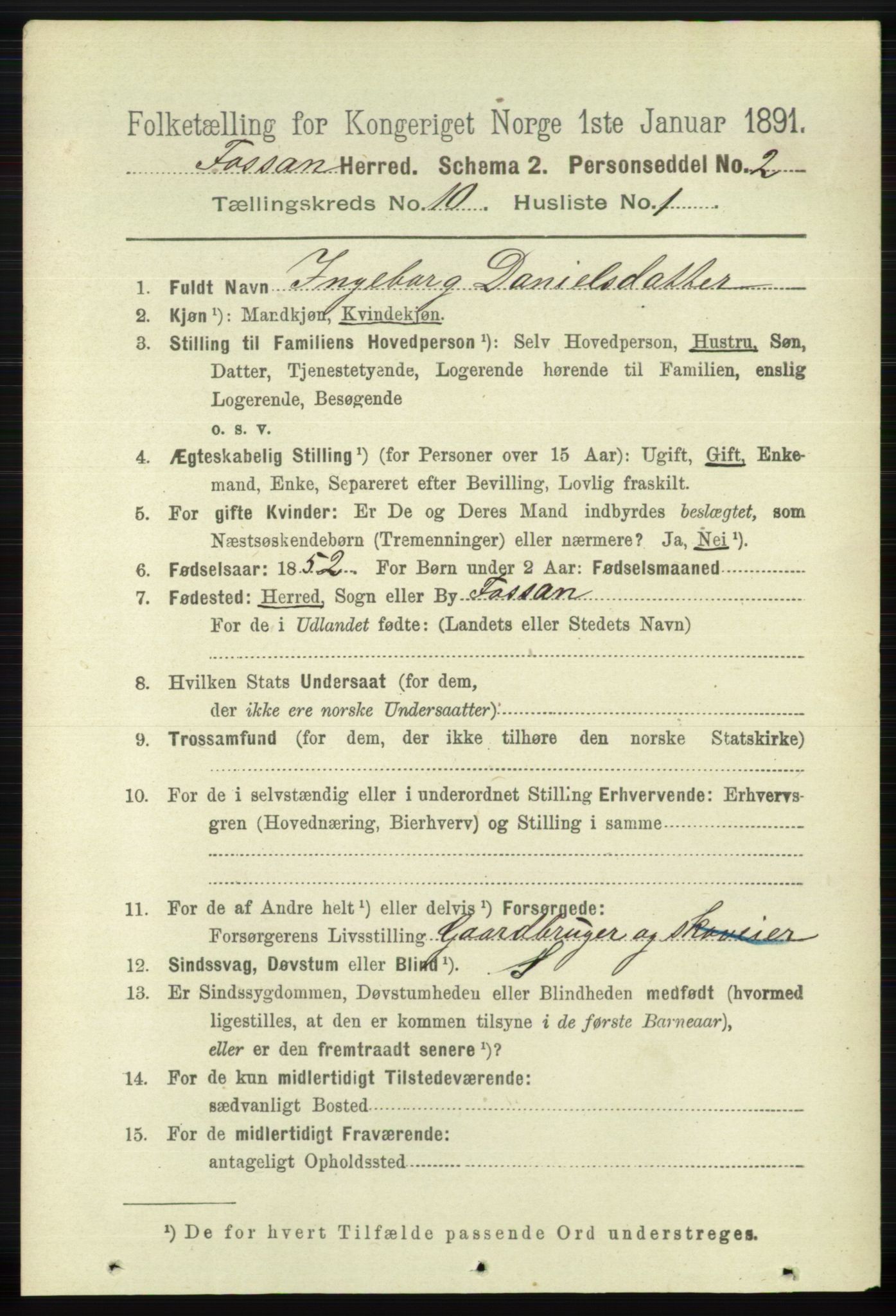 RA, 1891 census for 1129 Forsand, 1891, p. 1663