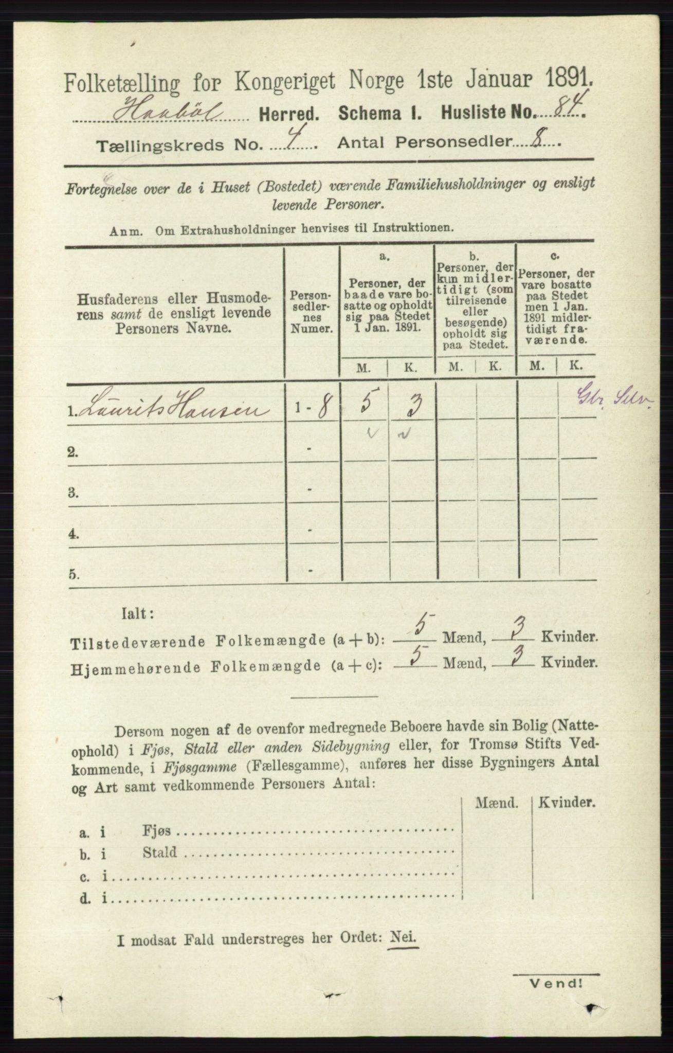 RA, 1891 census for 0138 Hobøl, 1891, p. 2413