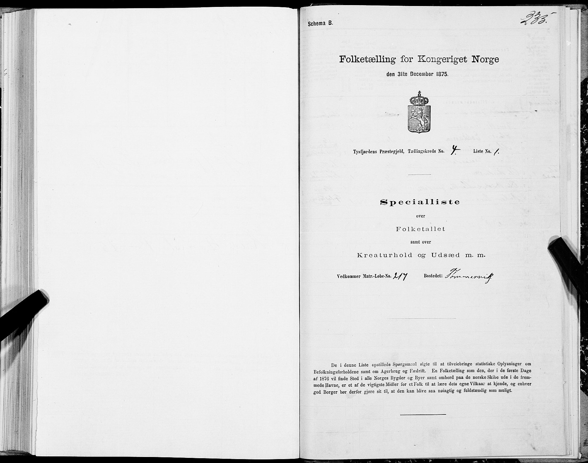 SAT, 1875 census for 1850P Tysfjord, 1875, p. 2235