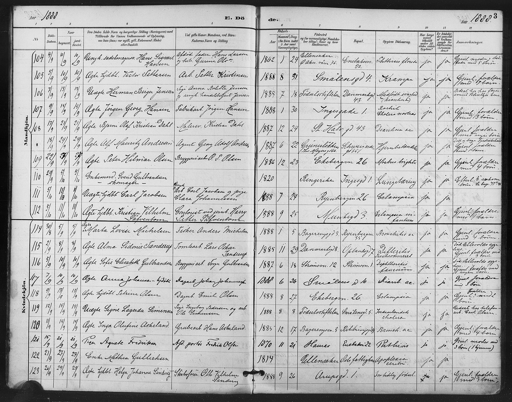 Gamlebyen prestekontor Kirkebøker, SAO/A-10884/F/Fa/L0009: Parish register (official) no. 9, 1888-1909, p. 3