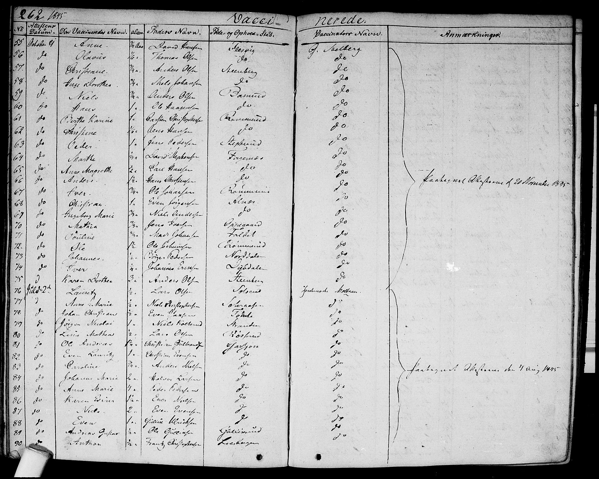 Hurdal prestekontor Kirkebøker, AV/SAO-A-10889/F/Fa/L0004: Parish register (official) no. I 4, 1828-1845, p. 262