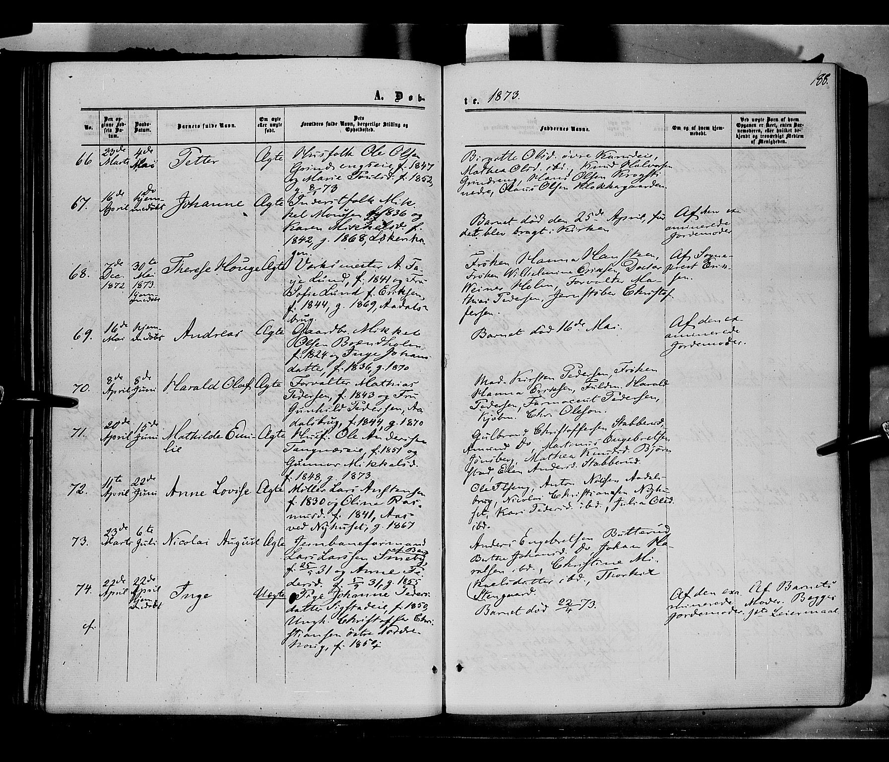 Løten prestekontor, AV/SAH-PREST-022/K/Ka/L0008: Parish register (official) no. 8, 1860-1877, p. 188