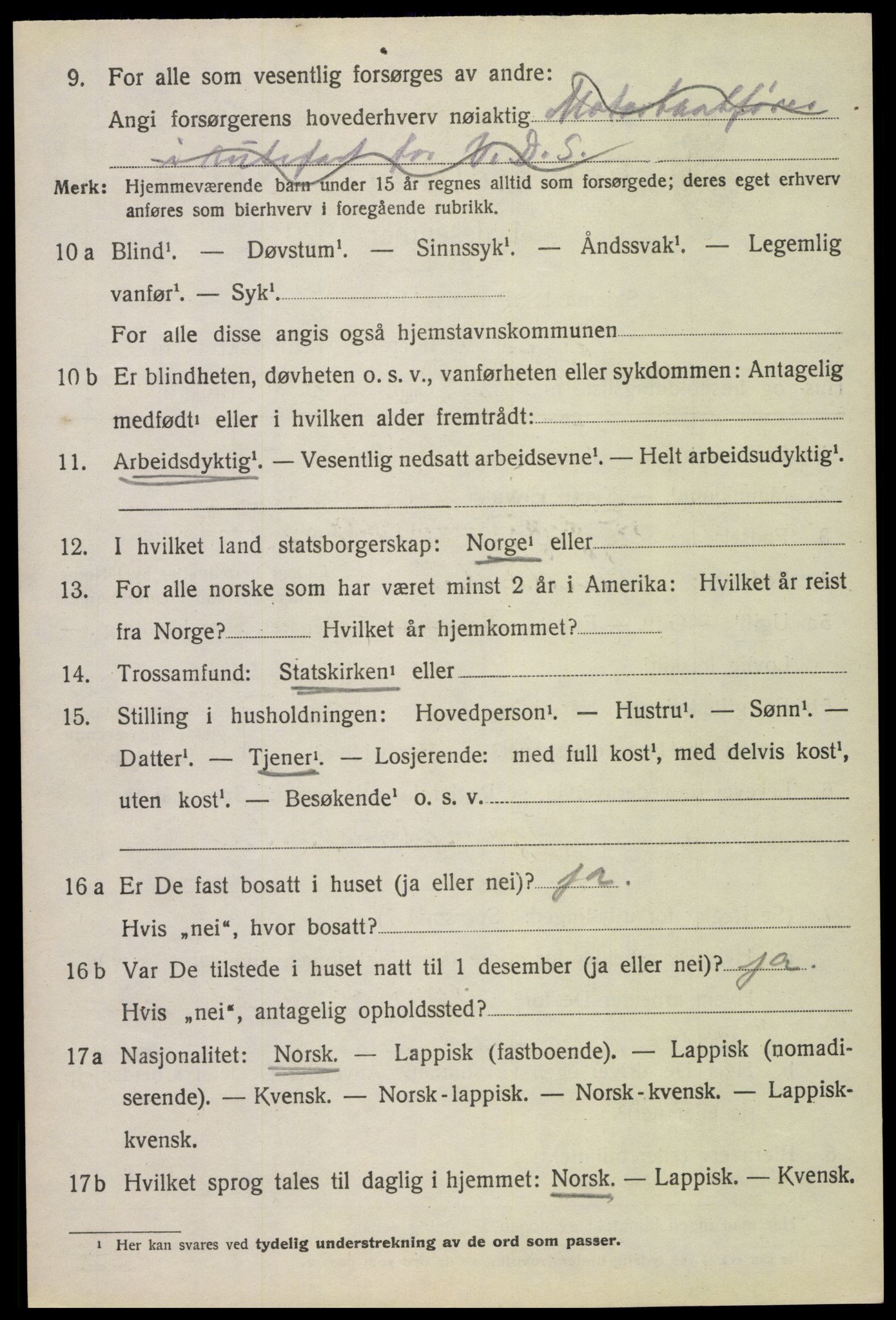 SAT, 1920 census for Hadsel, 1920, p. 14523