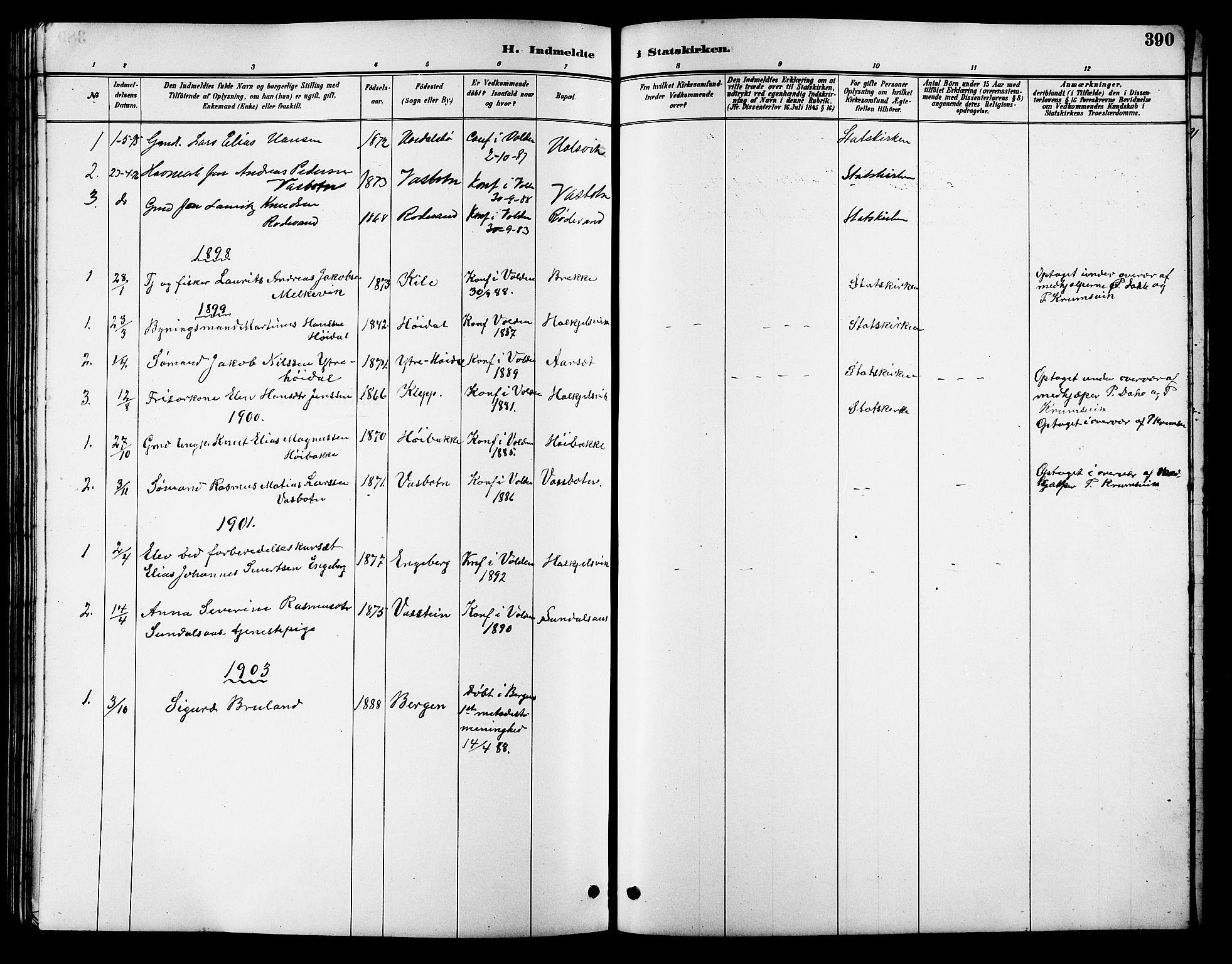 Ministerialprotokoller, klokkerbøker og fødselsregistre - Møre og Romsdal, SAT/A-1454/511/L0158: Parish register (copy) no. 511C04, 1884-1903, p. 390