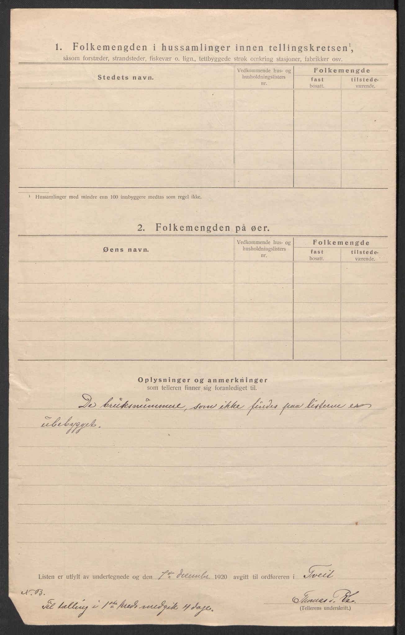 SAK, 1920 census for Tveit, 1920, p. 16