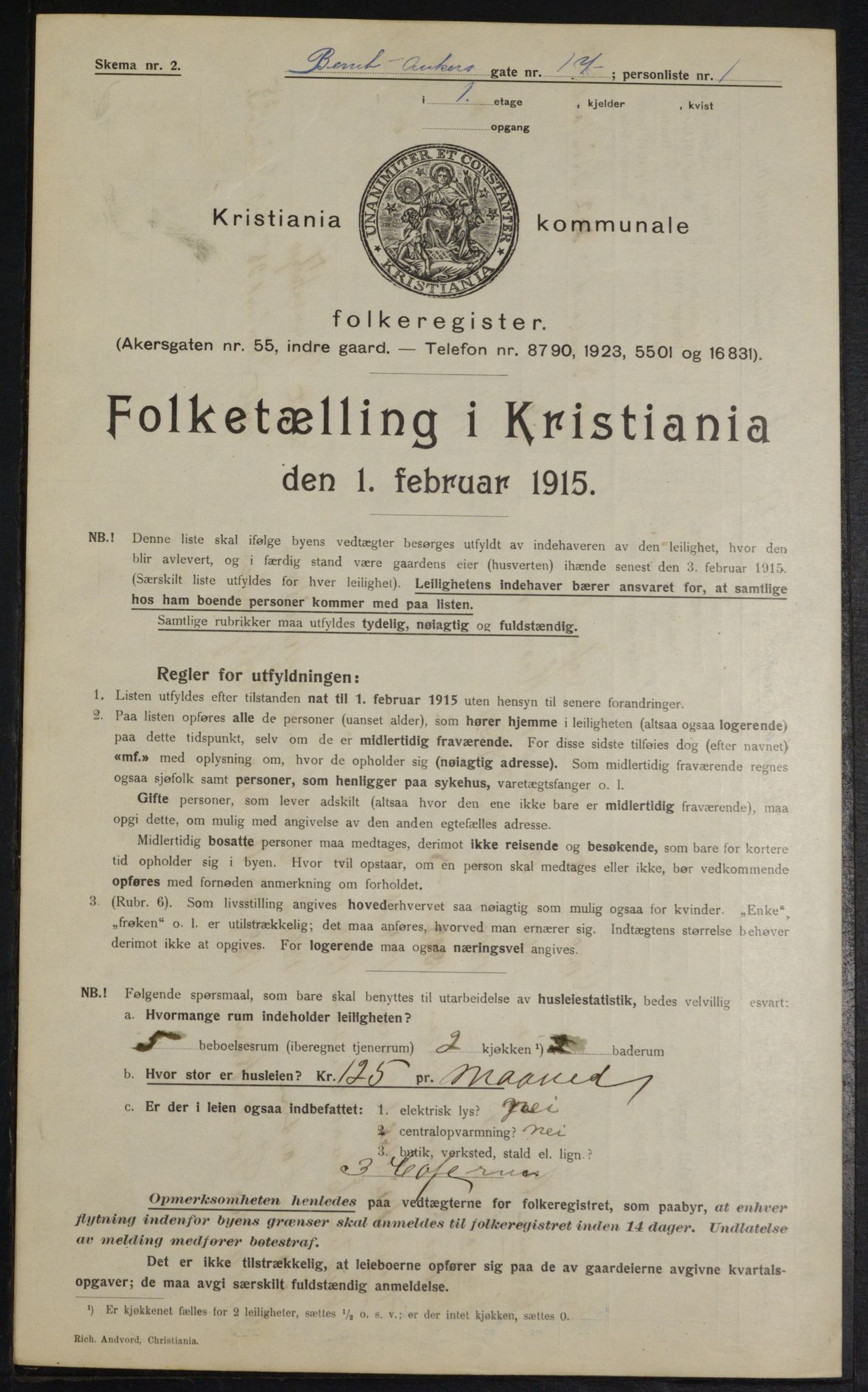 OBA, Municipal Census 1915 for Kristiania, 1915, p. 4775
