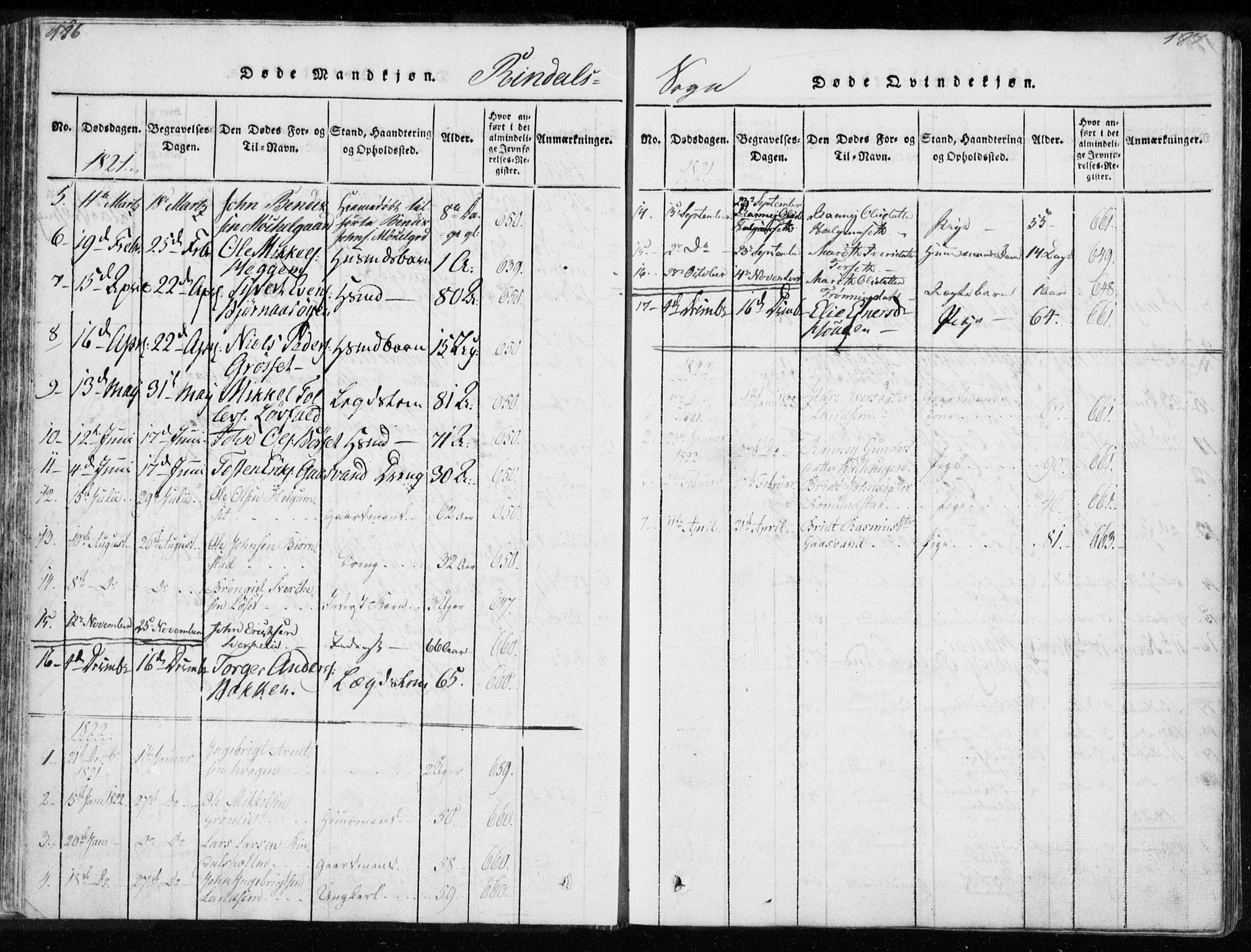 Ministerialprotokoller, klokkerbøker og fødselsregistre - Møre og Romsdal, AV/SAT-A-1454/595/L1041: Parish register (official) no. 595A03, 1819-1829, p. 186-187