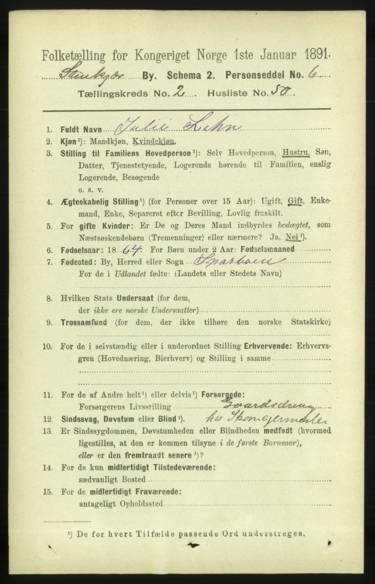 RA, 1891 census for 1702 Steinkjer, 1891, p. 755