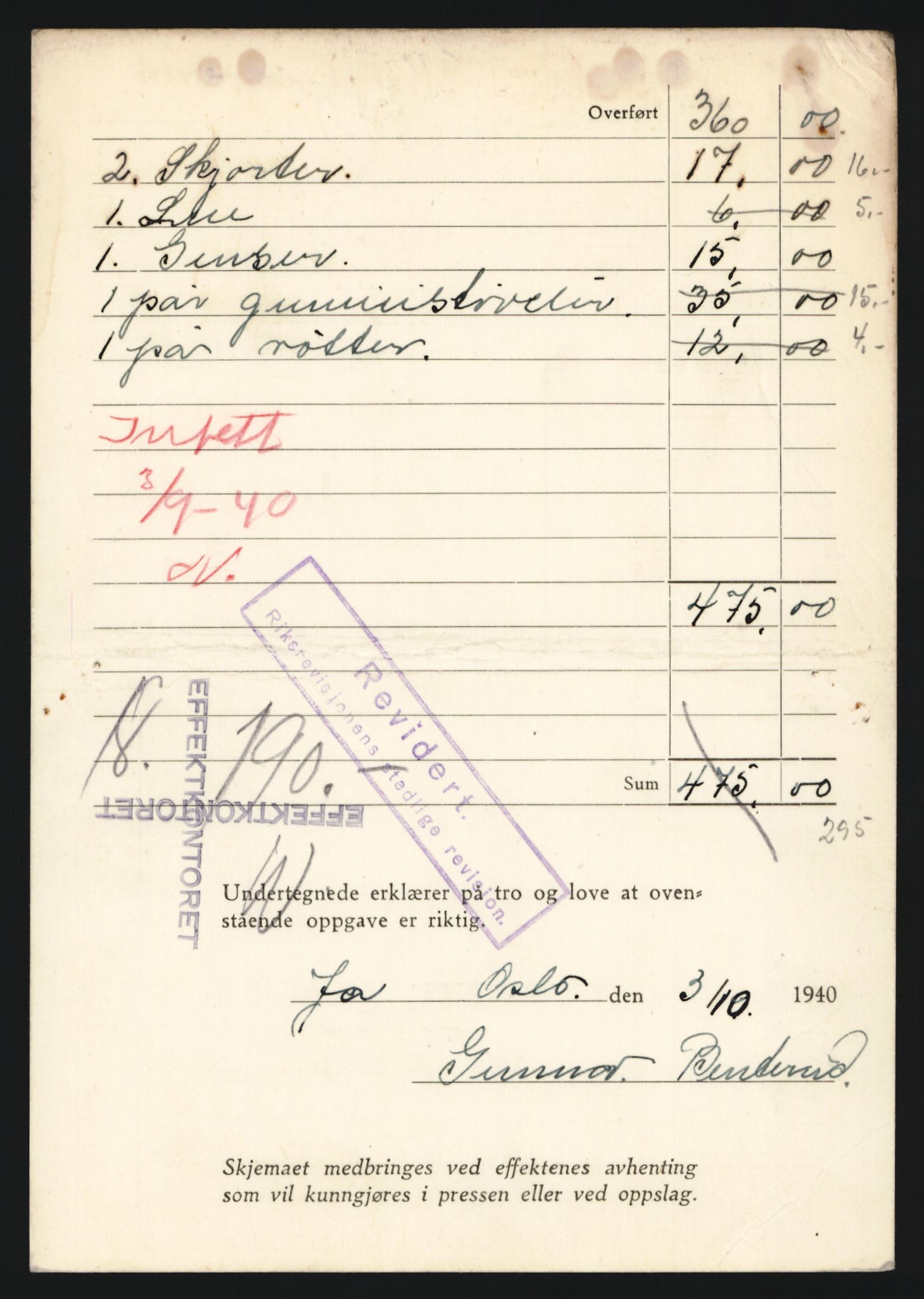 Justisdepartementet, Oppgjørsavdelingen, AV/RA-S-1056/G/Gb/L0006: Oppgaver over ettersøkte sivile effekter.Bentehaugen, Ole - Bergmo, Thor, 1940-1942, p. 6