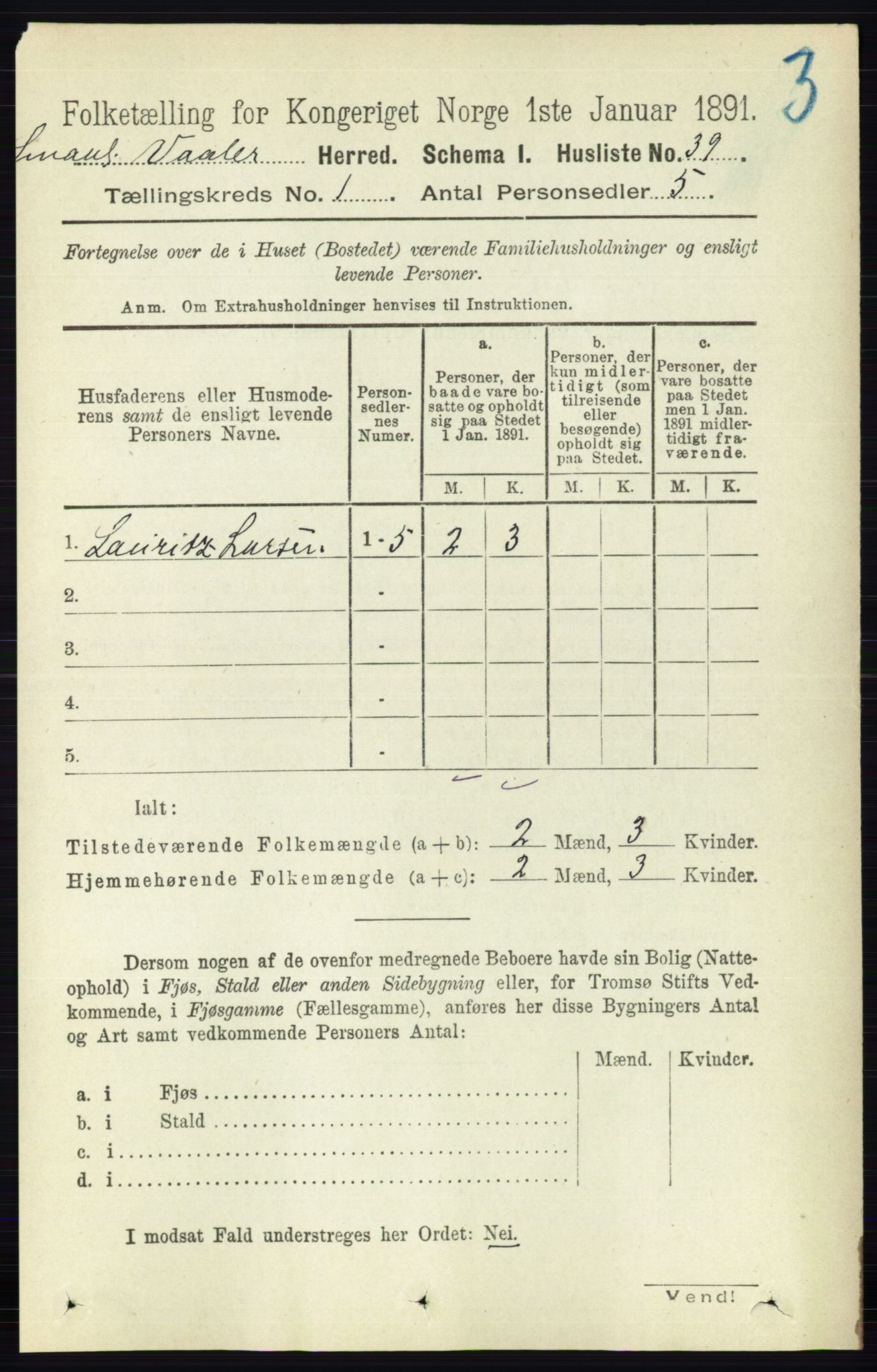 RA, 1891 census for 0137 Våler, 1891, p. 60