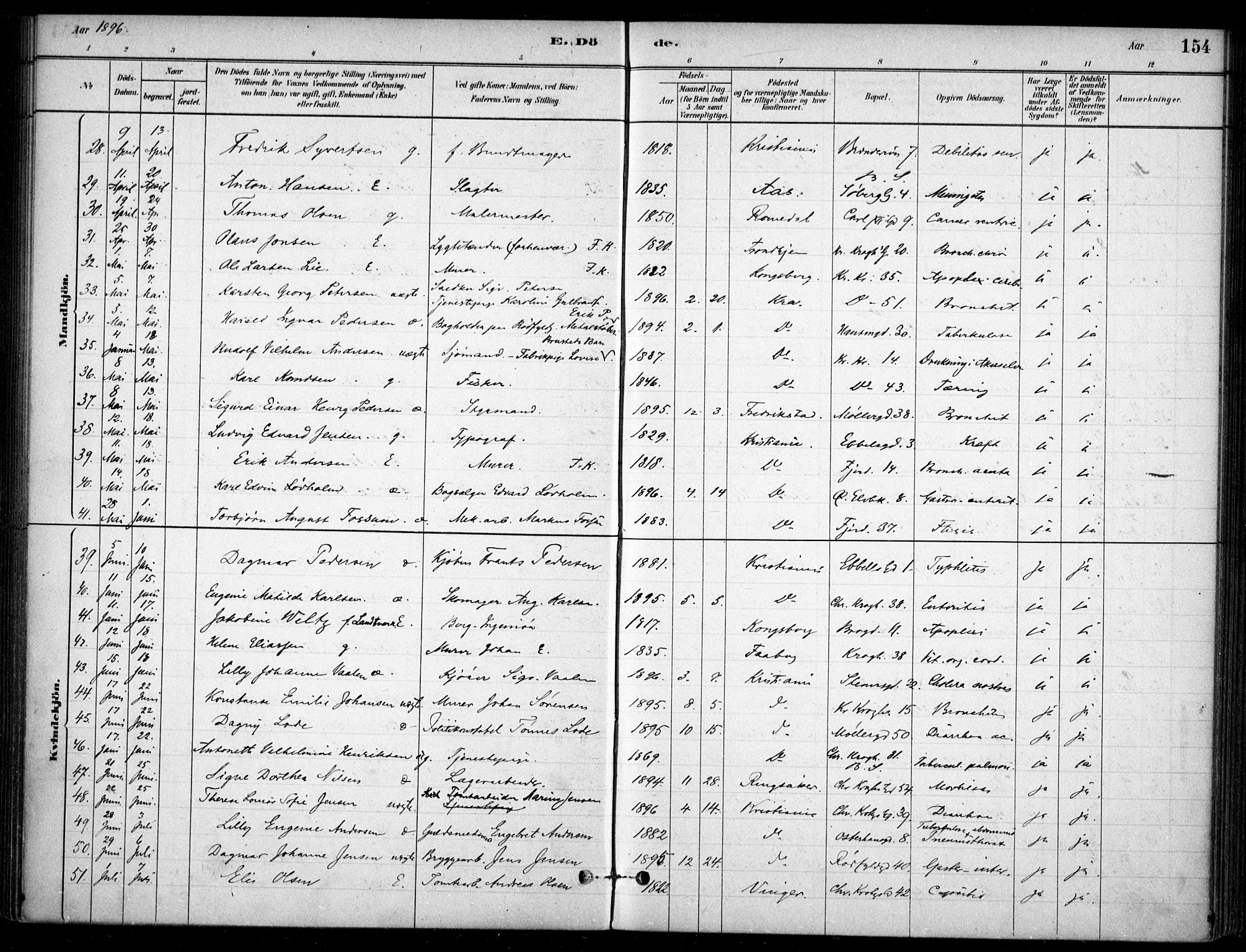 Jakob prestekontor Kirkebøker, AV/SAO-A-10850/F/Fa/L0007: Parish register (official) no. 7, 1880-1905, p. 154
