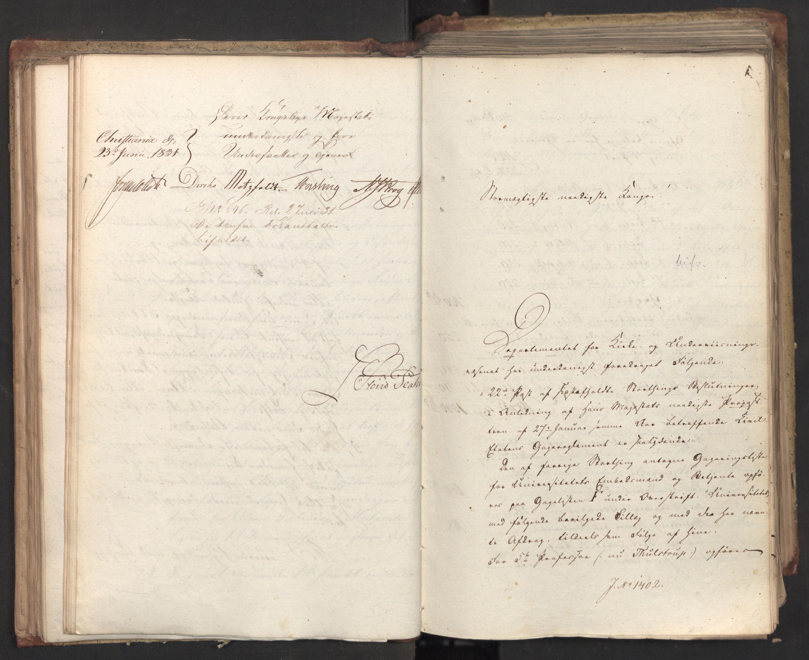 Statsrådsavdelingen i Stockholm, AV/RA-S-1003/D/Da/L0072: Regjeringsinnstillinger nr. 1365-1533, 1831, p. 127