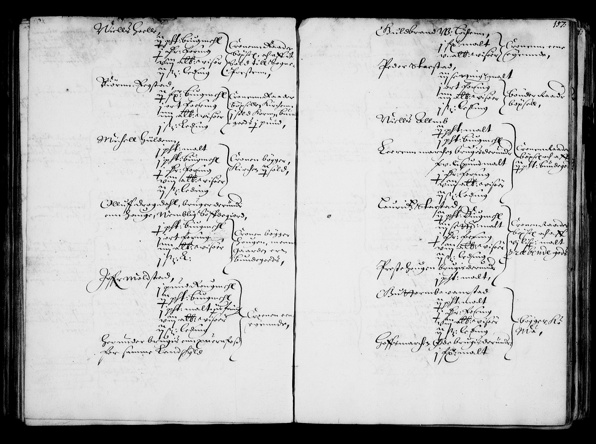 Rentekammeret inntil 1814, Realistisk ordnet avdeling, AV/RA-EA-4070/N/Na/L0001: [XI f]: Akershus stifts jordebok, 1652, p. 156b-157a