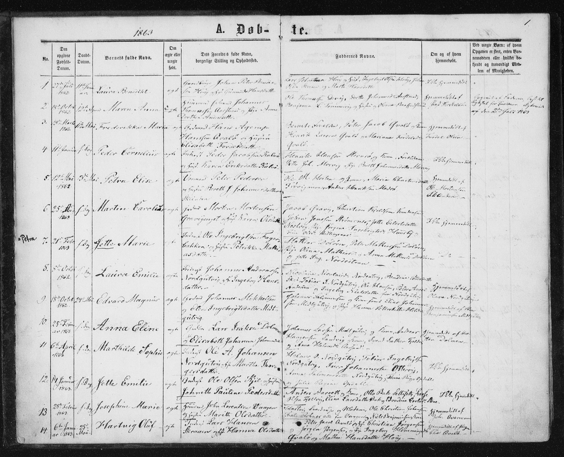 Ministerialprotokoller, klokkerbøker og fødselsregistre - Nord-Trøndelag, SAT/A-1458/788/L0696: Parish register (official) no. 788A03, 1863-1877, p. 1