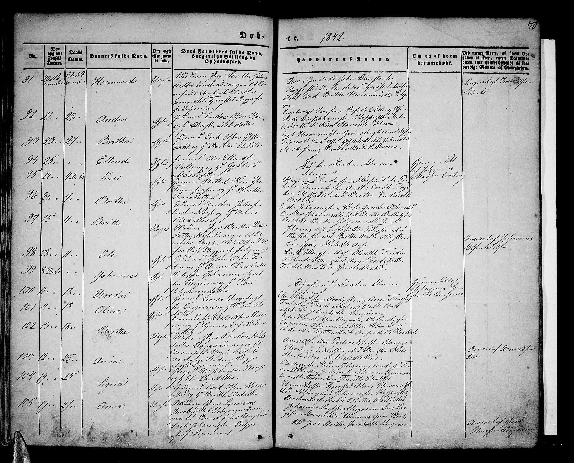 Vik sokneprestembete, AV/SAB-A-81501/H/Haa/Haaa/L0007: Parish register (official) no. A 7, 1831-1845, p. 70