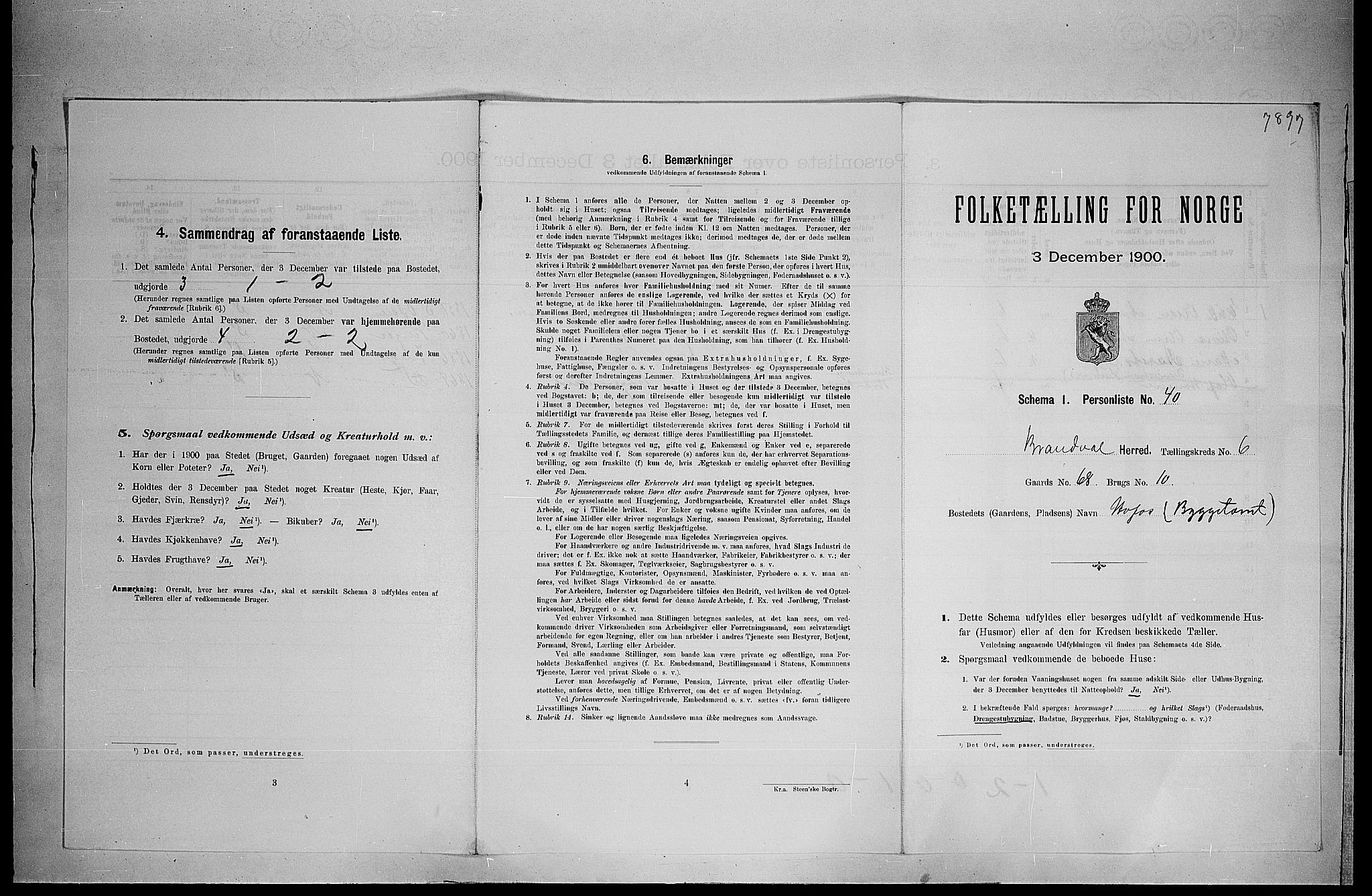 SAH, 1900 census for Brandval, 1900, p. 804