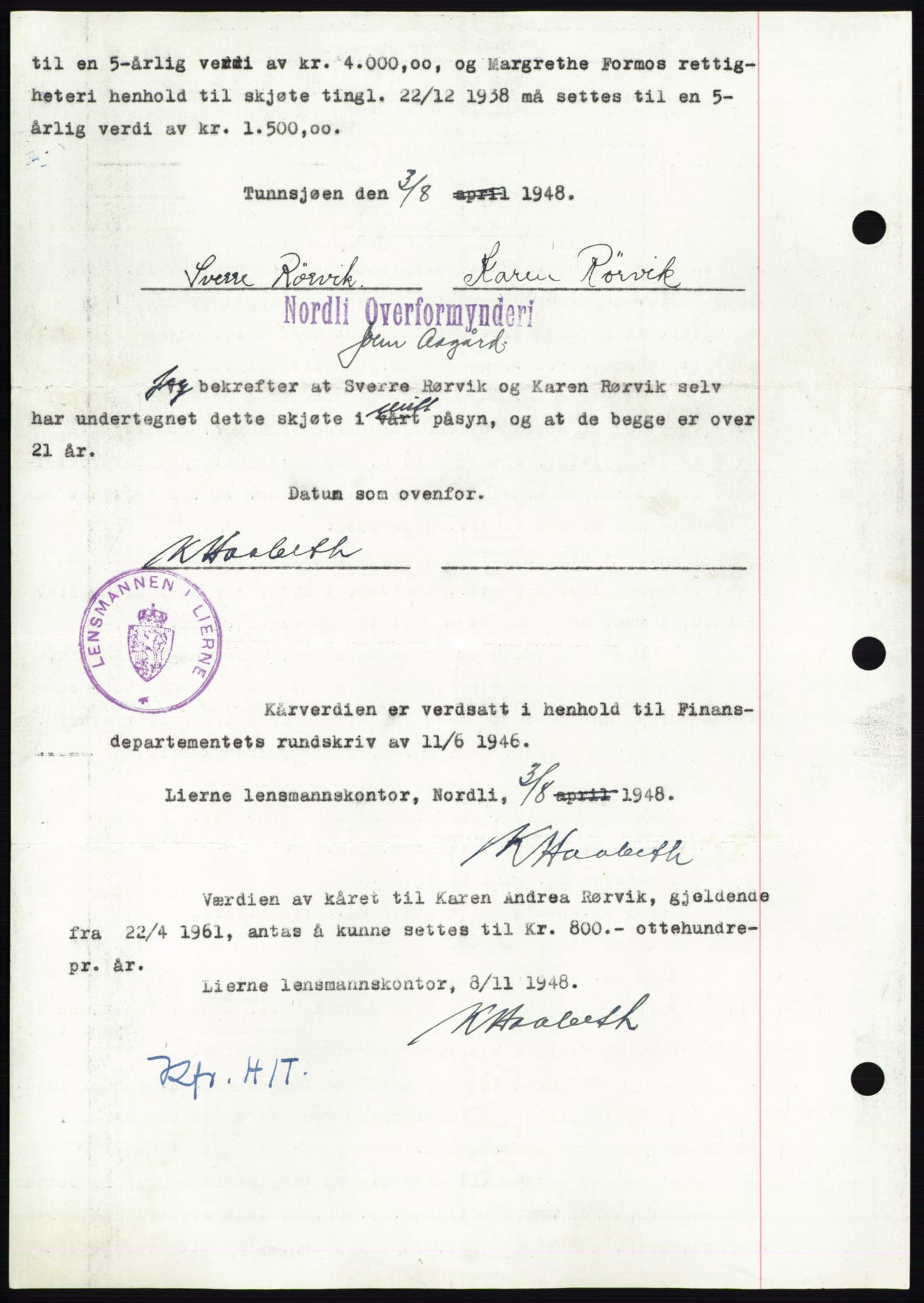 Namdal sorenskriveri, AV/SAT-A-4133/1/2/2C: Mortgage book no. -, 1948-1948, Diary no: : 2434/1948