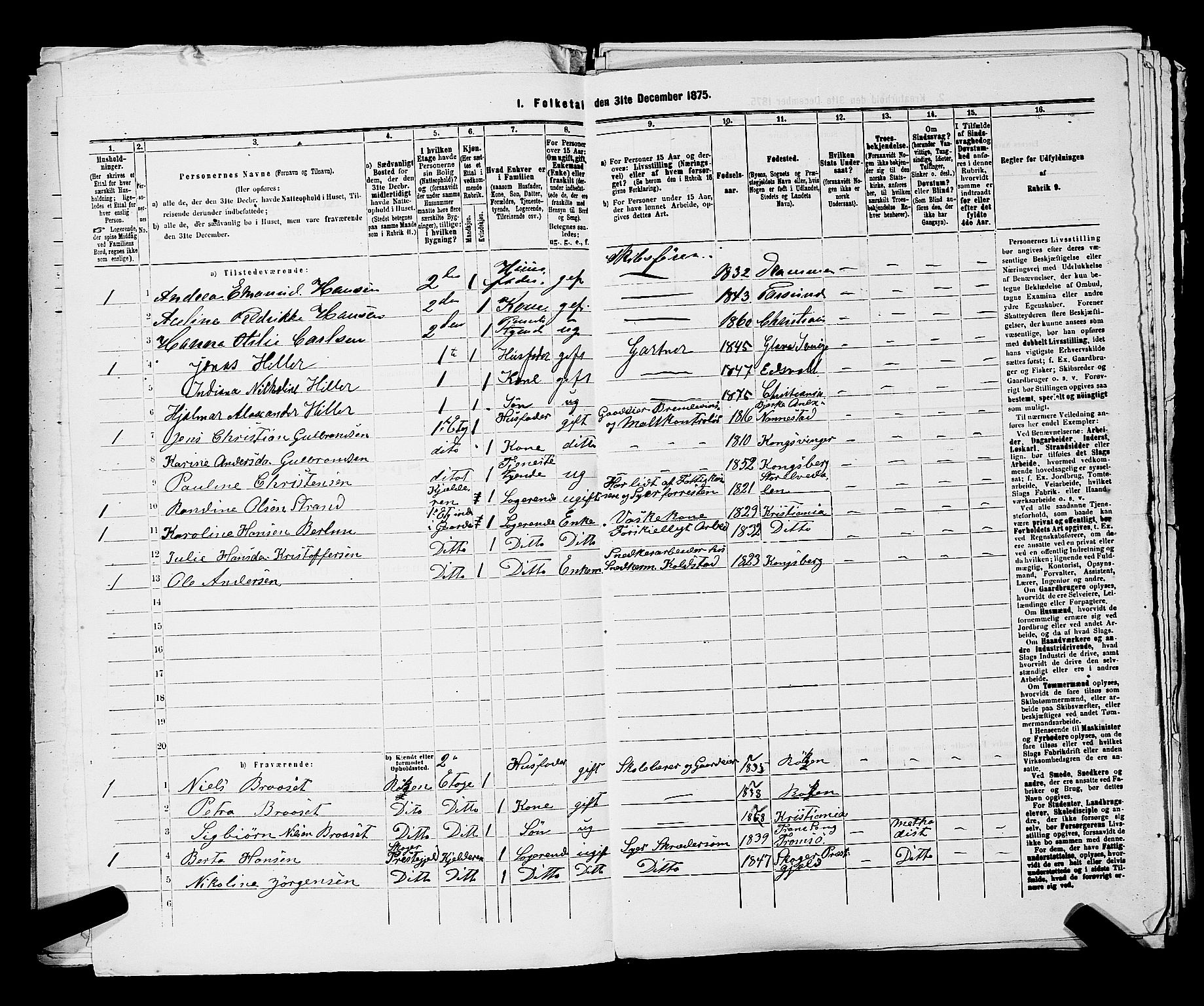 RA, 1875 census for 0301 Kristiania, 1875, p. 3995