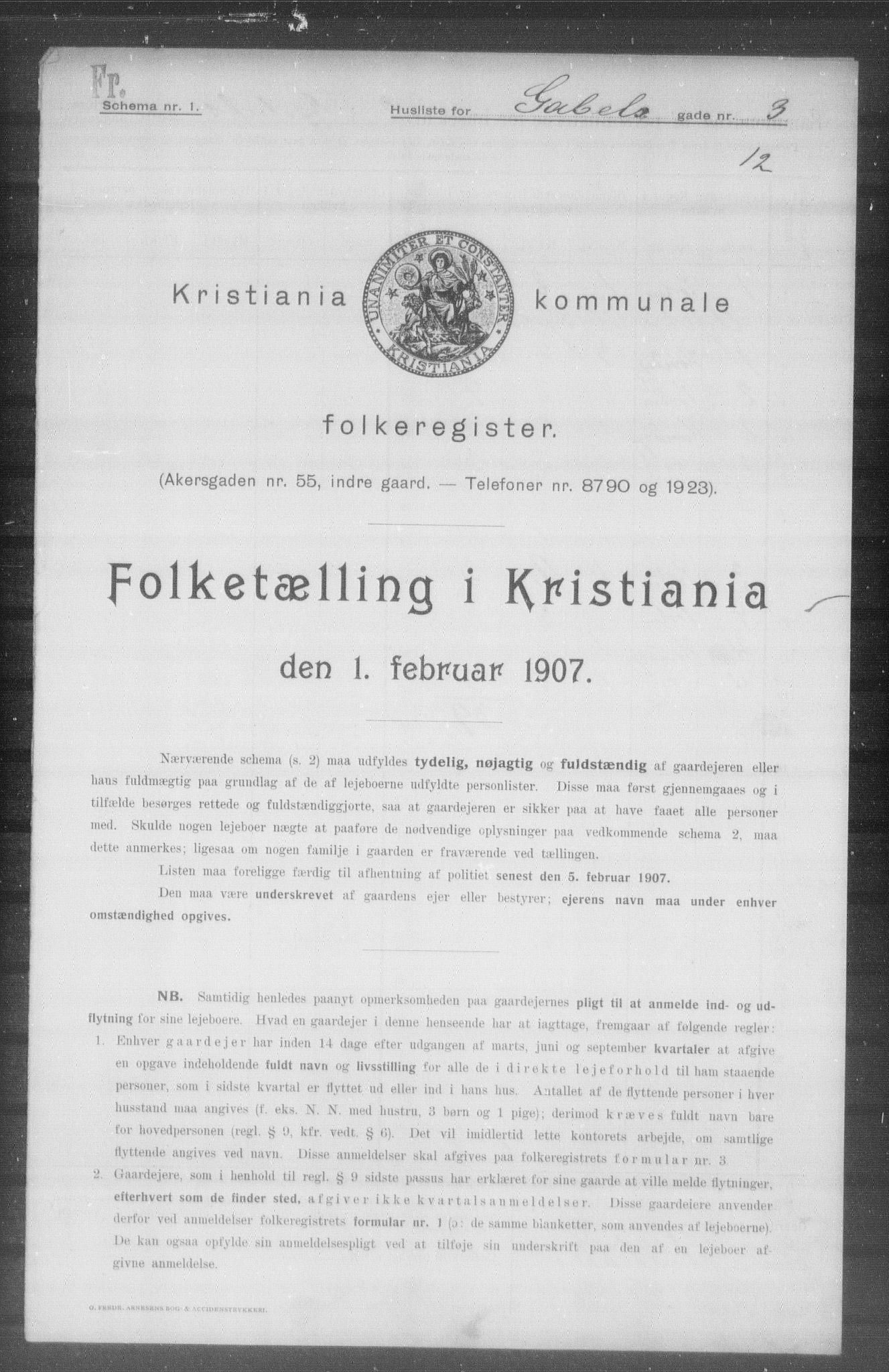 OBA, Municipal Census 1907 for Kristiania, 1907, p. 14491