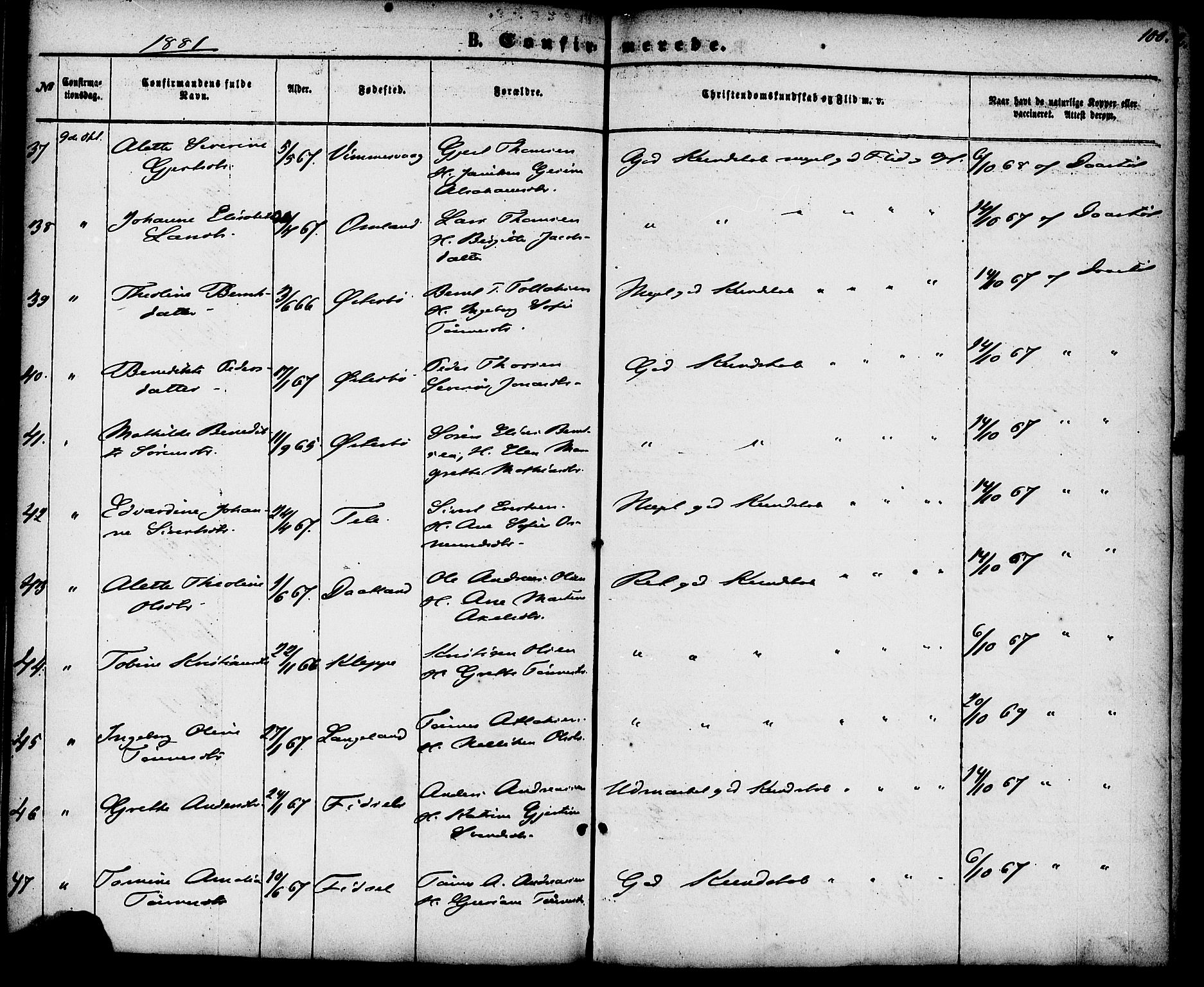 Flekkefjord sokneprestkontor, AV/SAK-1111-0012/F/Fa/Fab/L0005: Parish register (official) no. A 5, 1870-1886, p. 100