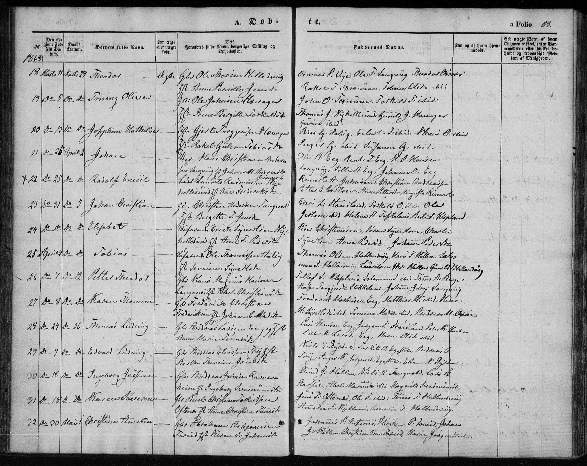 Søgne sokneprestkontor, AV/SAK-1111-0037/F/Fa/Fab/L0010: Parish register (official) no. A 10, 1853-1869, p. 58