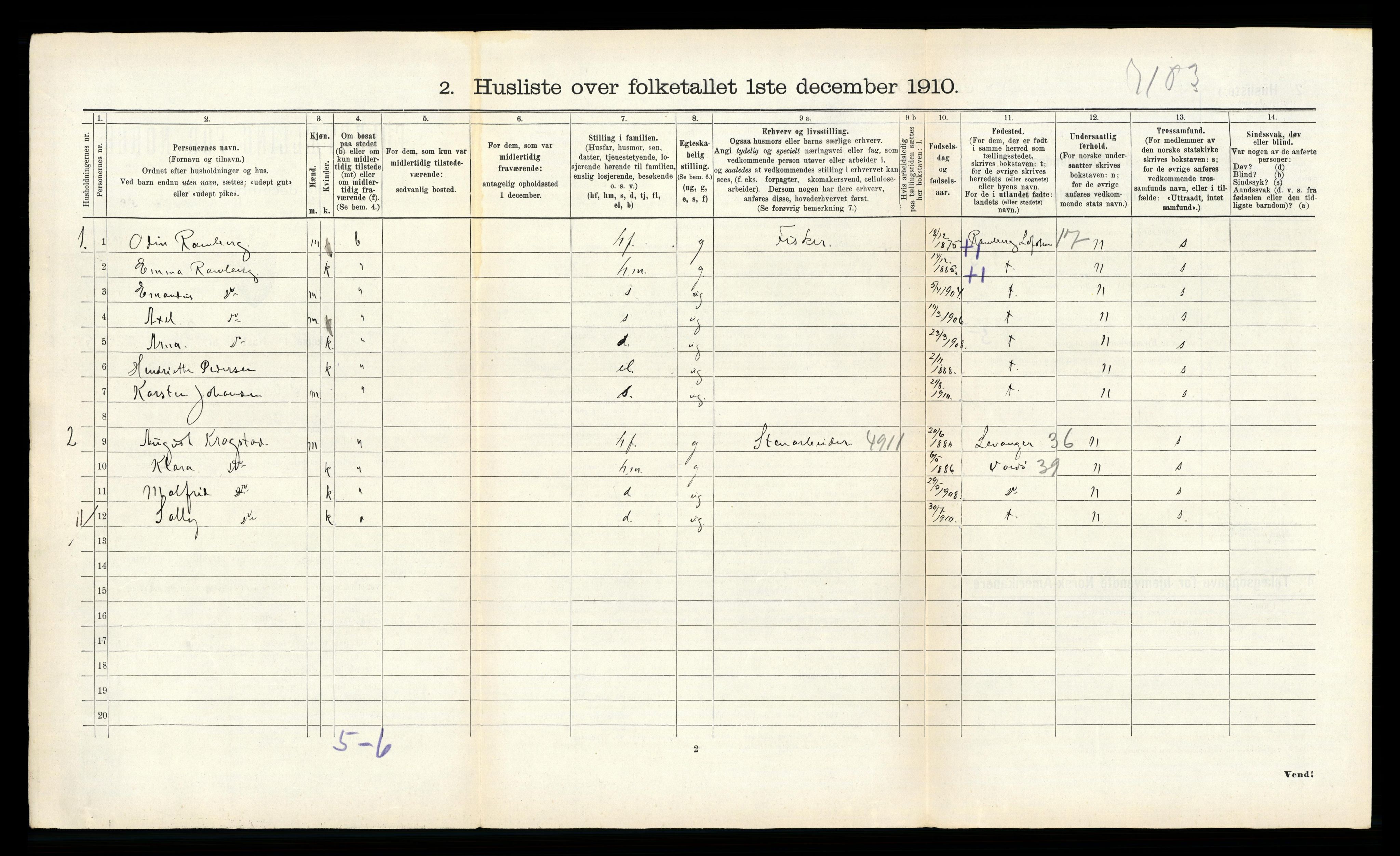 RA, 1910 census for Vardø, 1910, p. 34