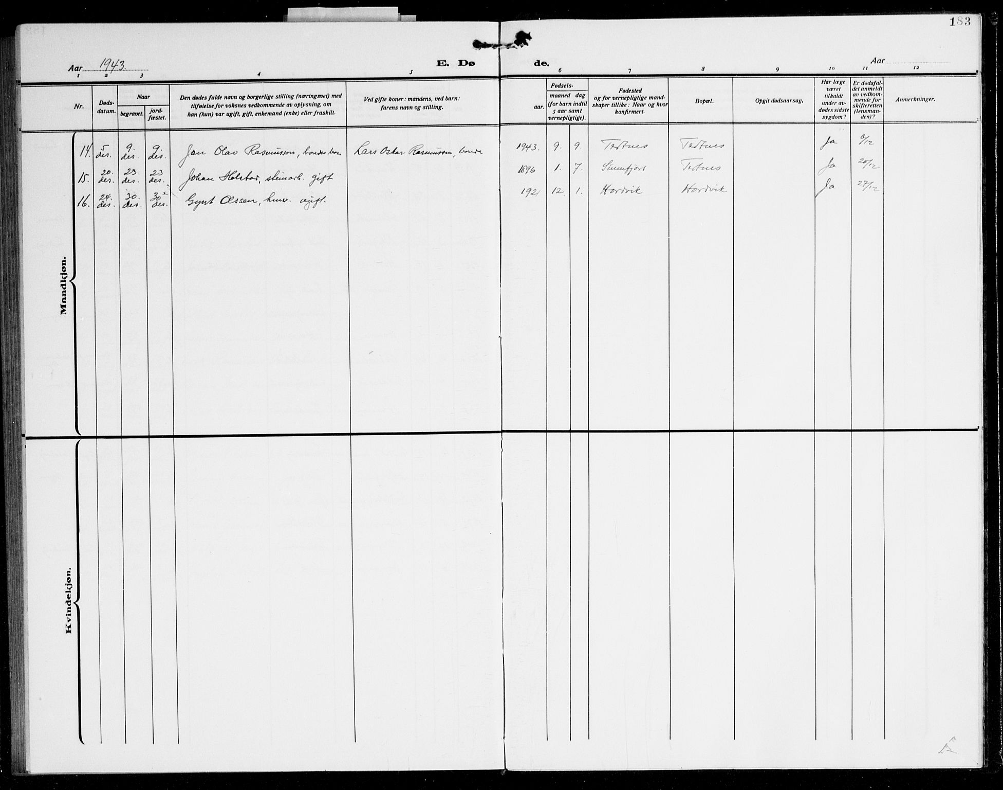 Åsane sokneprestembete, AV/SAB-A-79401/H/Hab: Parish register (copy) no. A 5, 1928-1943, p. 183