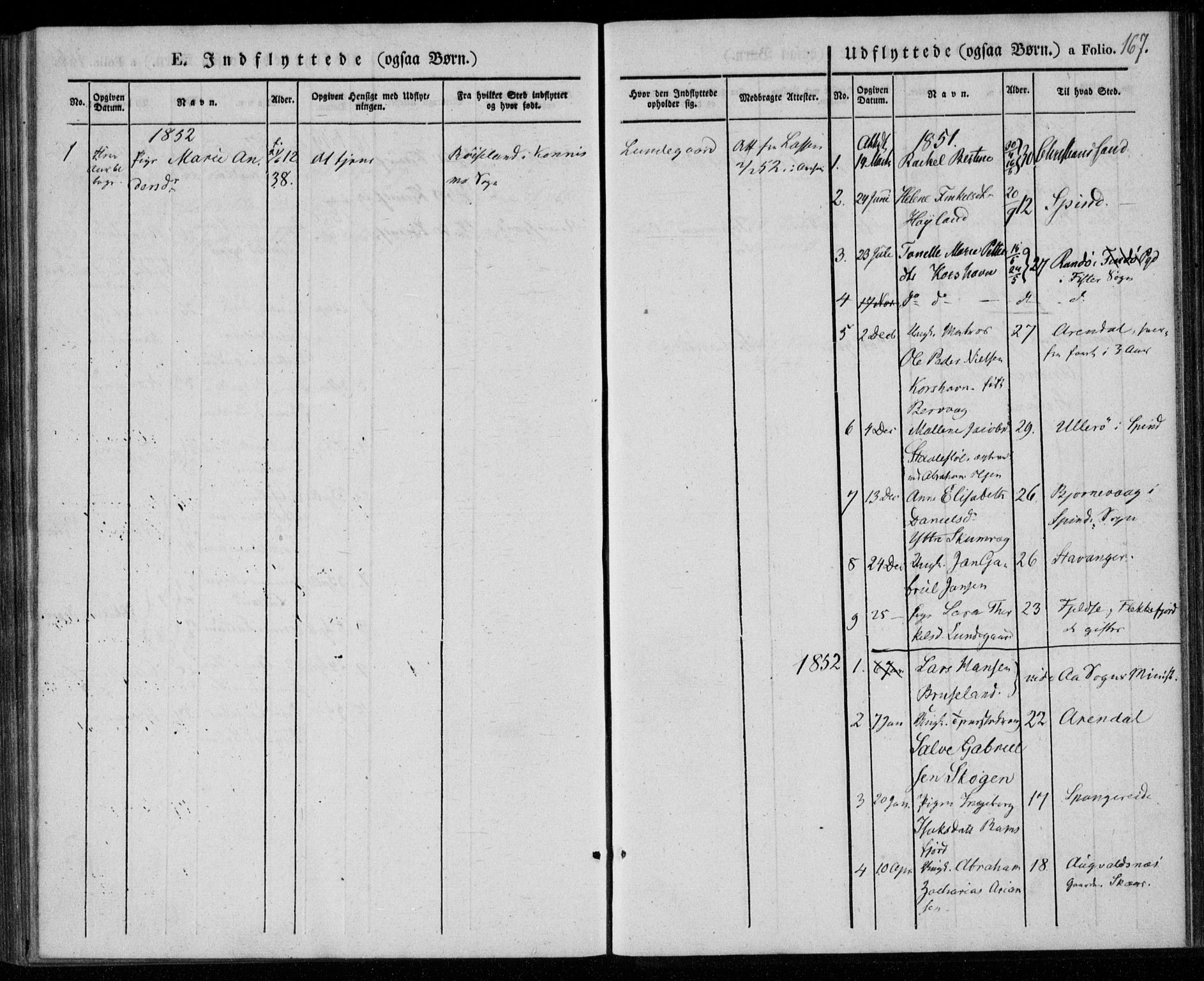 Lyngdal sokneprestkontor, AV/SAK-1111-0029/F/Fa/Faa/L0001: Parish register (official) no. A 1, 1837-1857, p. 167