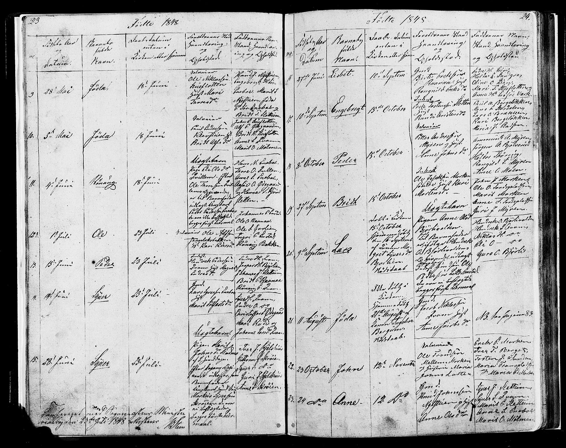 Lesja prestekontor, SAH/PREST-068/H/Ha/Hab/L0004: Parish register (copy) no. 4, 1842-1871, p. 23-24
