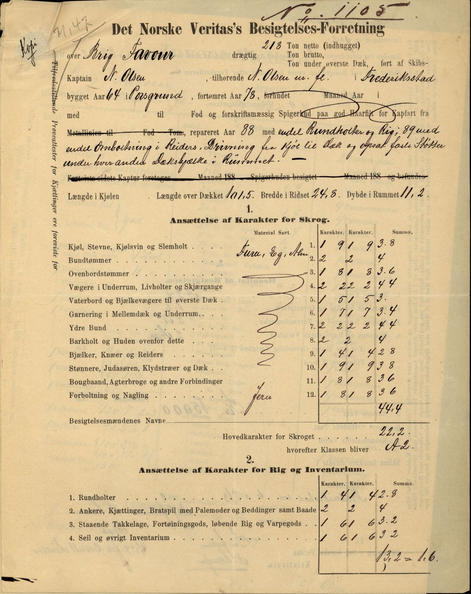 Pa 63 - Østlandske skibsassuranceforening, VEMU/A-1079/G/Ga/L0026/0005: Havaridokumenter / Kalliope, Kali, Maas, Favour, Lindesnæs, 1890, p. 75