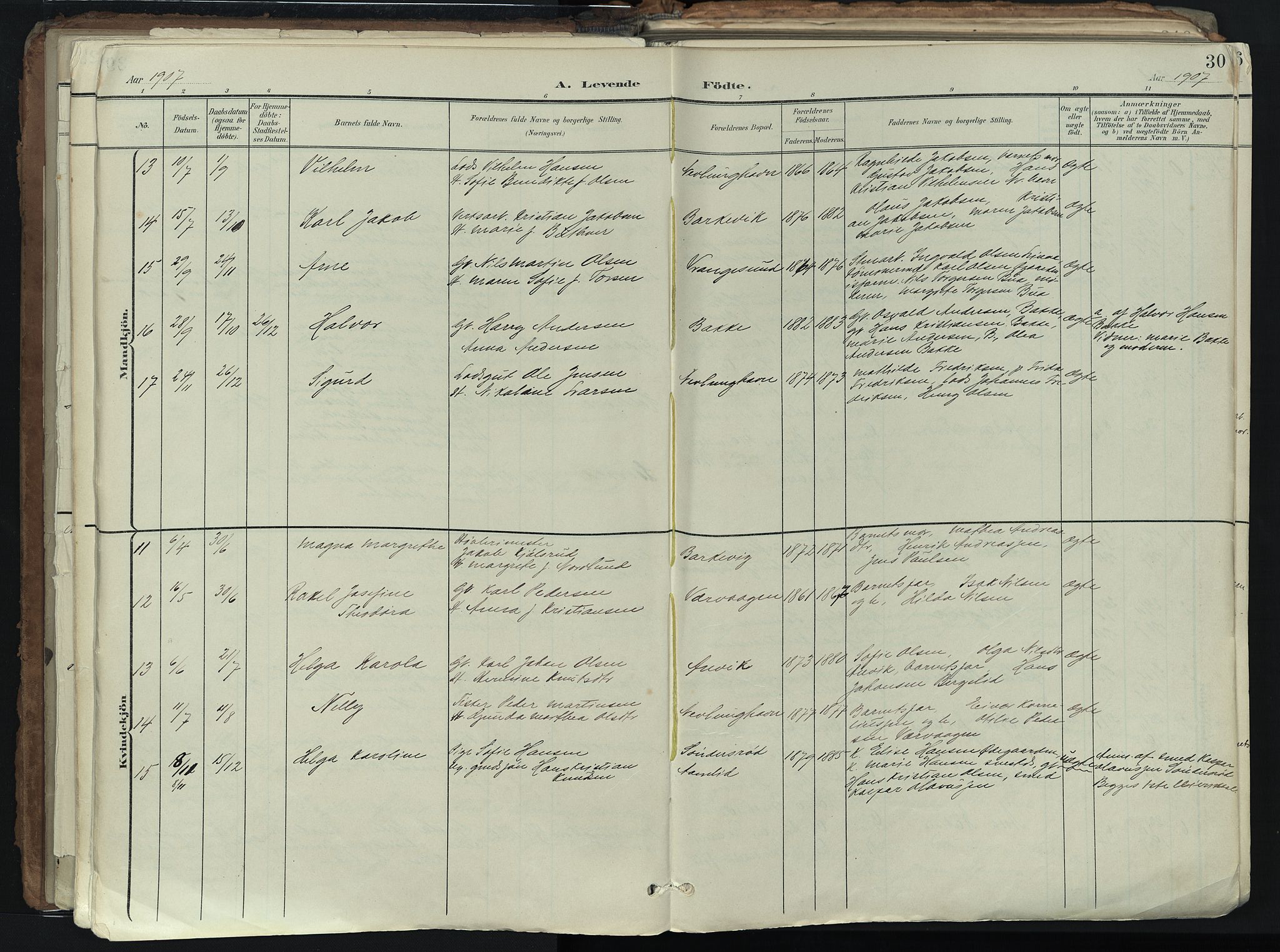Brunlanes kirkebøker, SAKO/A-342/F/Fb/L0003: Parish register (official) no. II 3, 1900-1922, p. 30