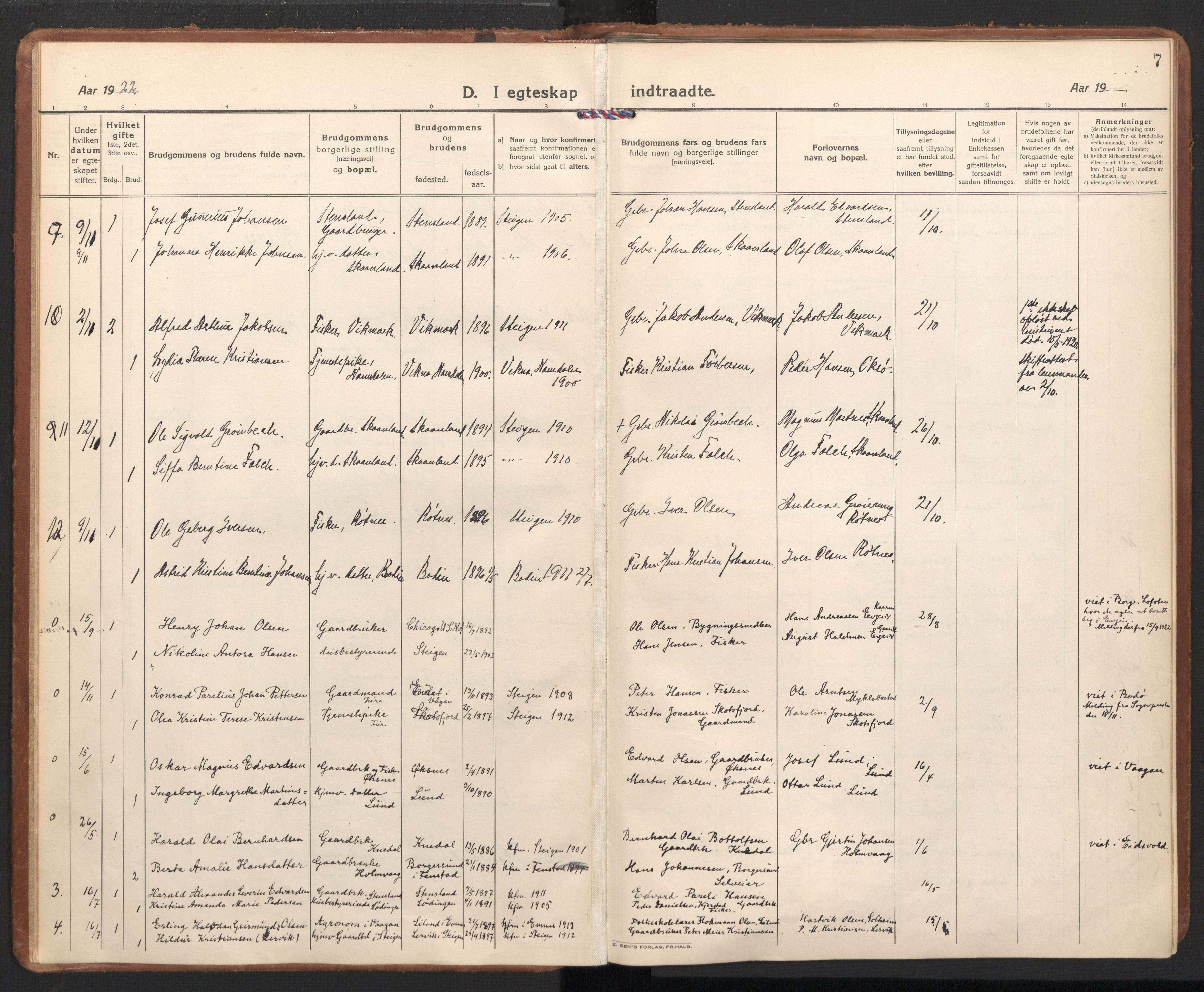 Ministerialprotokoller, klokkerbøker og fødselsregistre - Nordland, SAT/A-1459/855/L0809: Parish register (official) no. 855A18, 1921-1939, p. 7