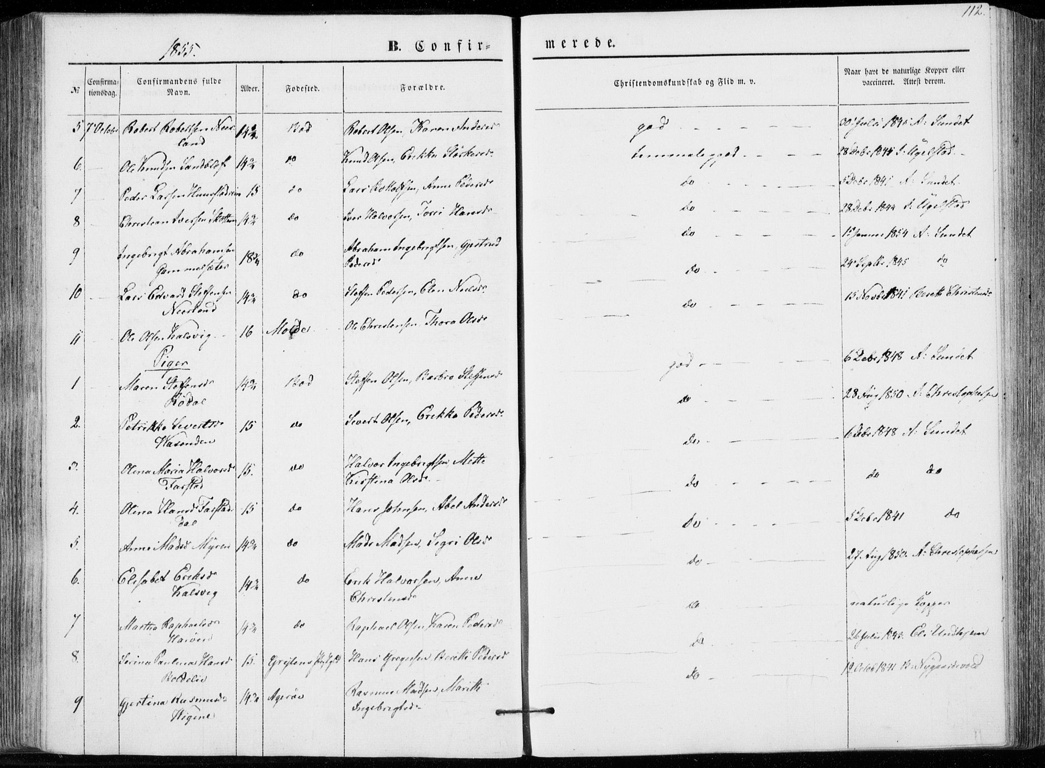 Ministerialprotokoller, klokkerbøker og fødselsregistre - Møre og Romsdal, SAT/A-1454/566/L0767: Parish register (official) no. 566A06, 1852-1868, p. 112