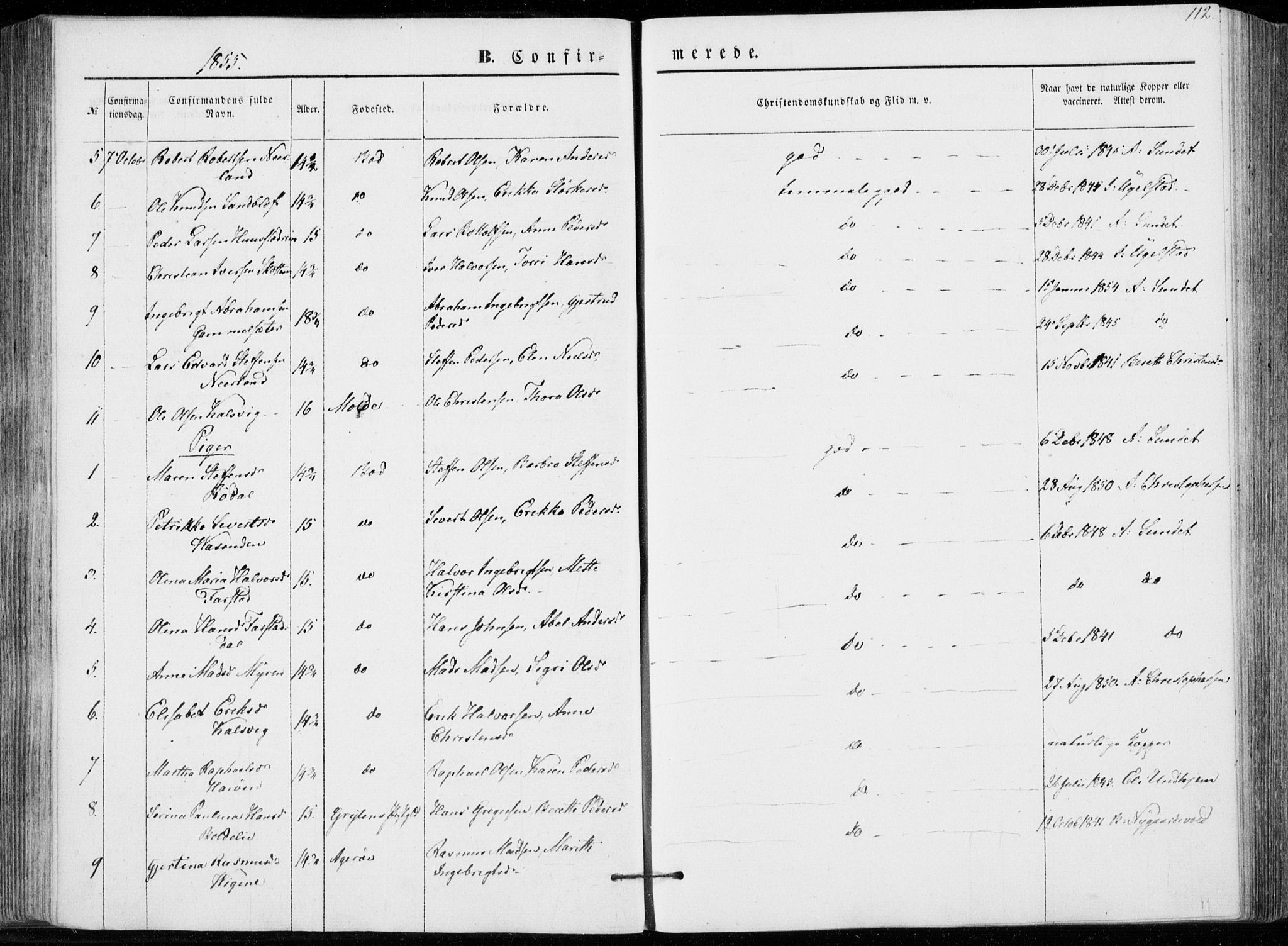 Ministerialprotokoller, klokkerbøker og fødselsregistre - Møre og Romsdal, AV/SAT-A-1454/566/L0767: Parish register (official) no. 566A06, 1852-1868, p. 112