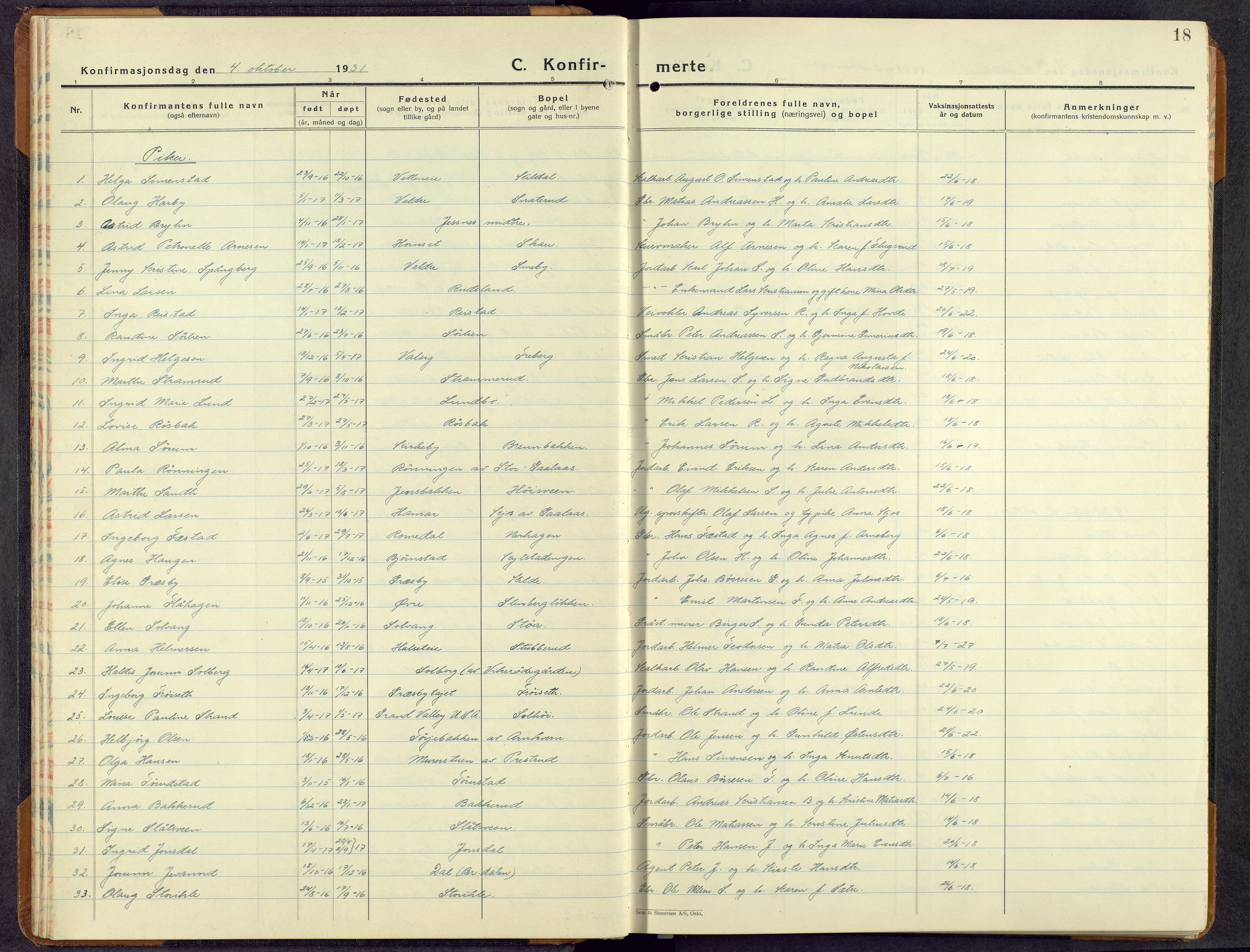 Furnes prestekontor, AV/SAH-PREST-012/L/La/L0004: Parish register (copy) no. 4, 1926-1970, p. 17b-18a