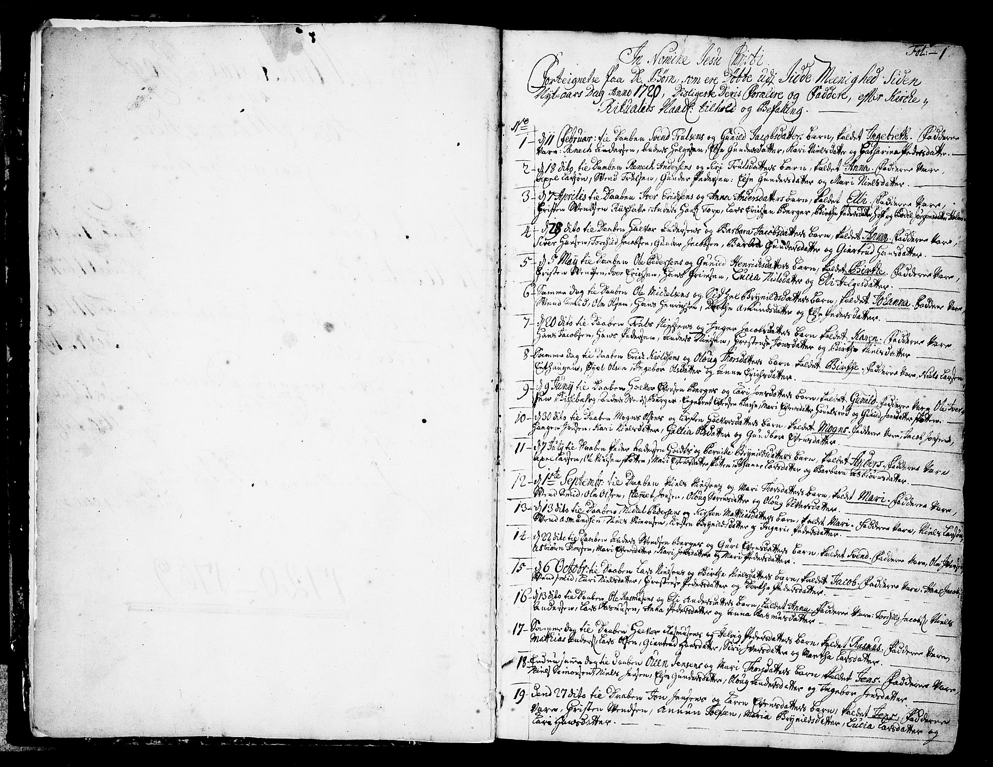 Idd prestekontor Kirkebøker, SAO/A-10911/F/Fa/L0001: Parish register (official) no. I 1, 1720-1769, p. 1