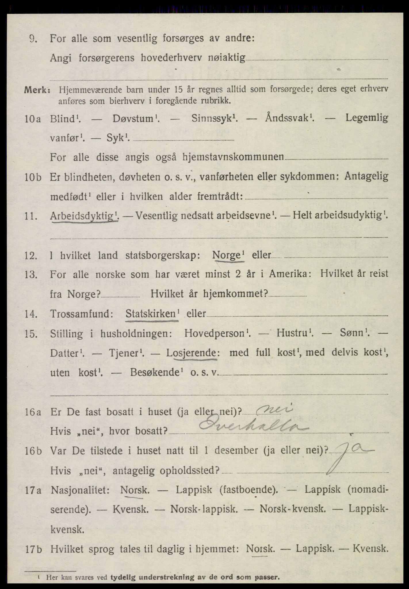 SAT, 1920 census for Klinga, 1920, p. 2126
