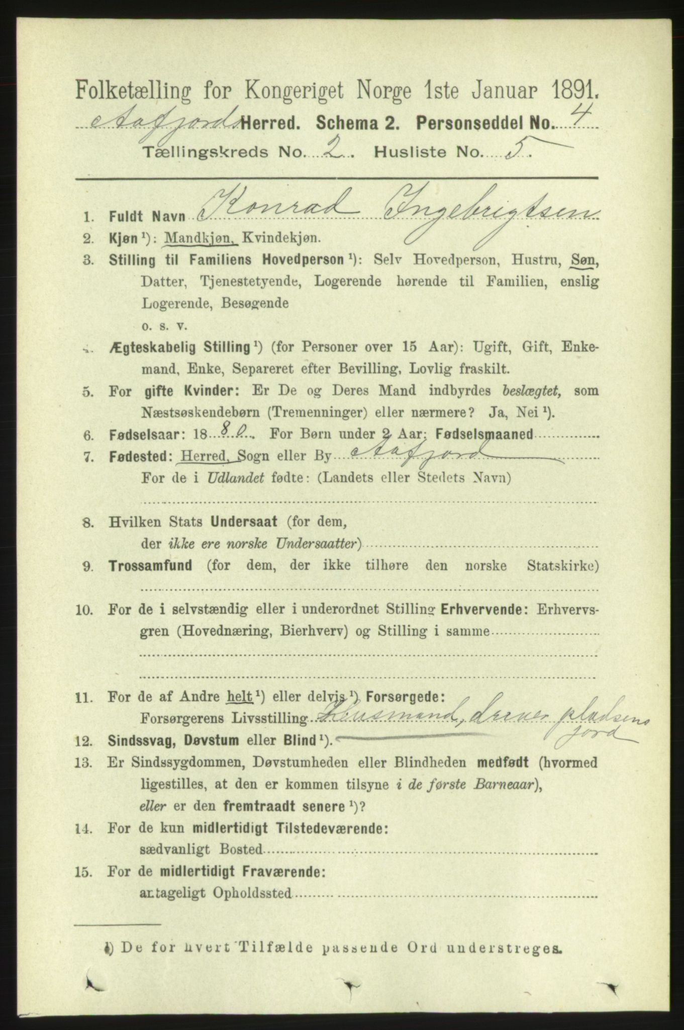 RA, 1891 census for 1630 Åfjord, 1891, p. 406