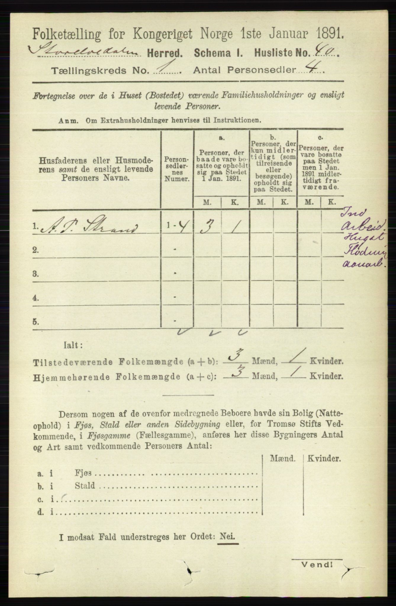 RA, 1891 census for 0430 Stor-Elvdal, 1891, p. 64