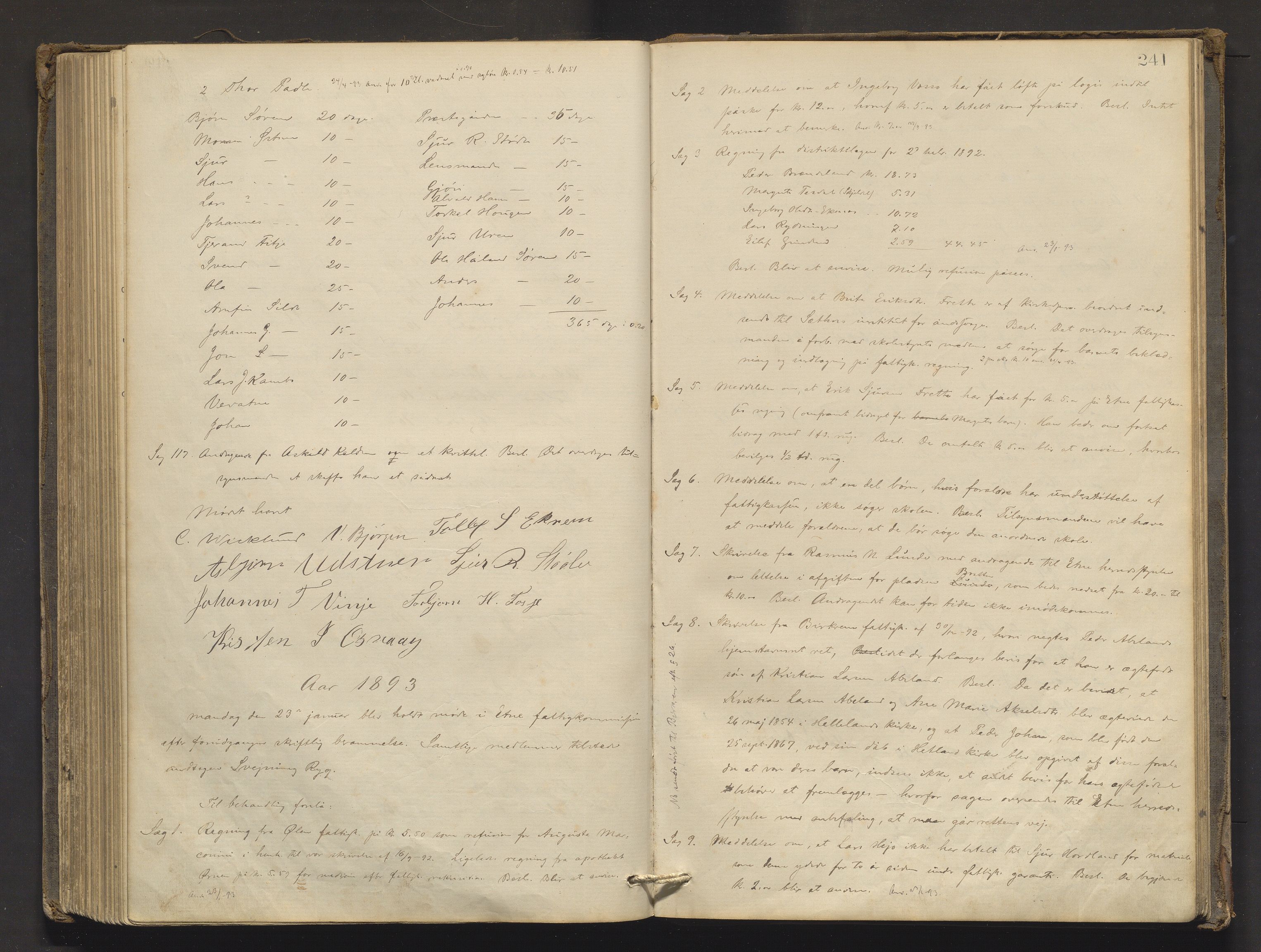 Etne kommune. Fattigstyret, IKAH/1211-311/A/Aa/L0002: Møtebok for Etne fattigkommisjon, 1876-1897, p. 241