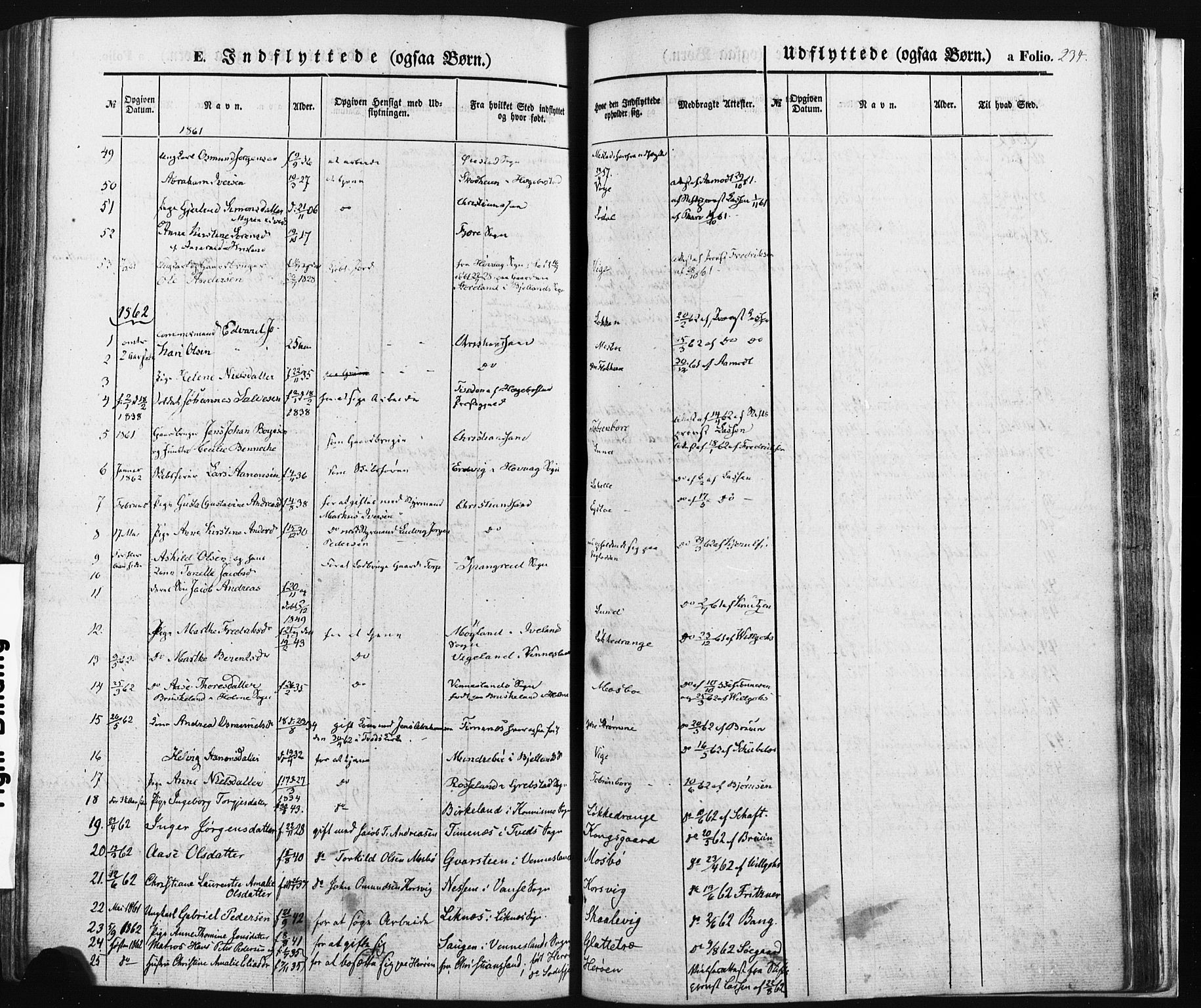 Oddernes sokneprestkontor, SAK/1111-0033/F/Fa/Faa/L0007: Parish register (official) no. A 7, 1851-1863, p. 234